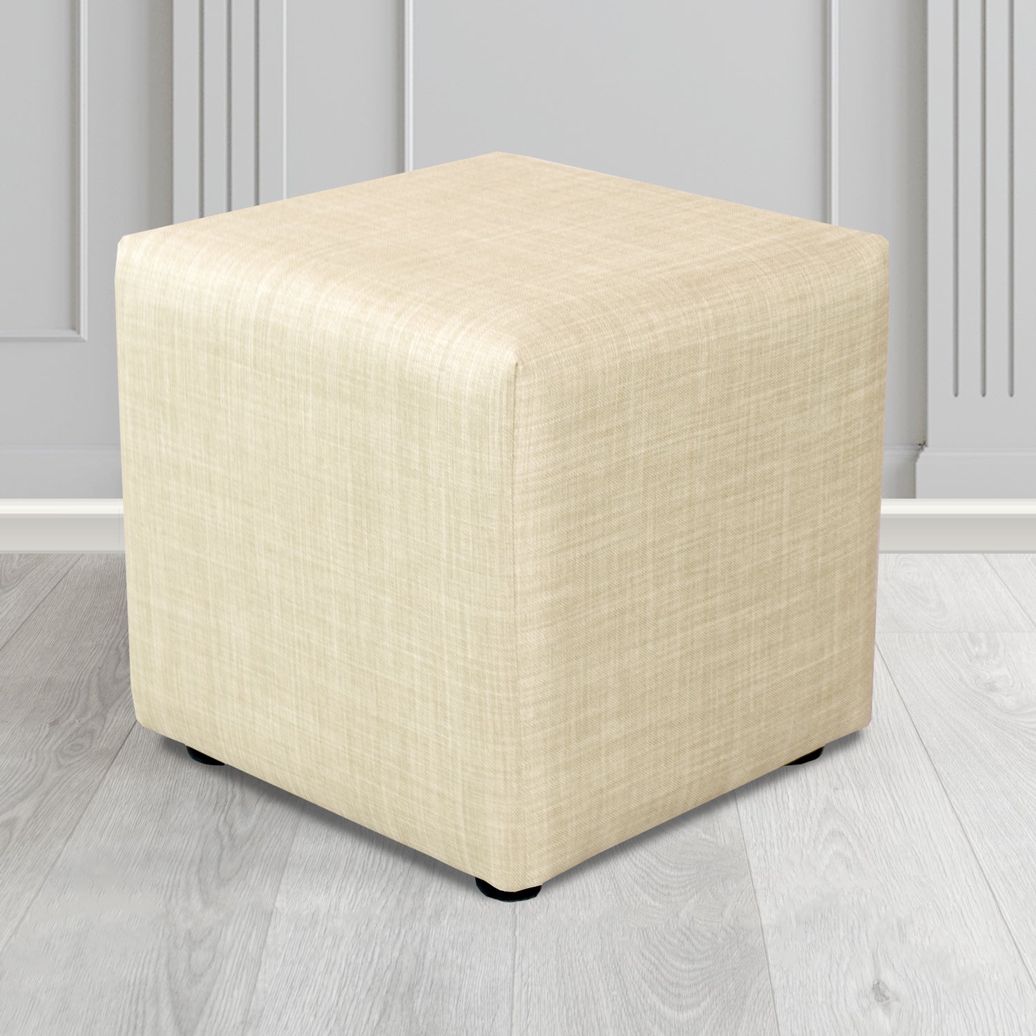 Paris Cube Footstool in Charles Plain Linen Fabric