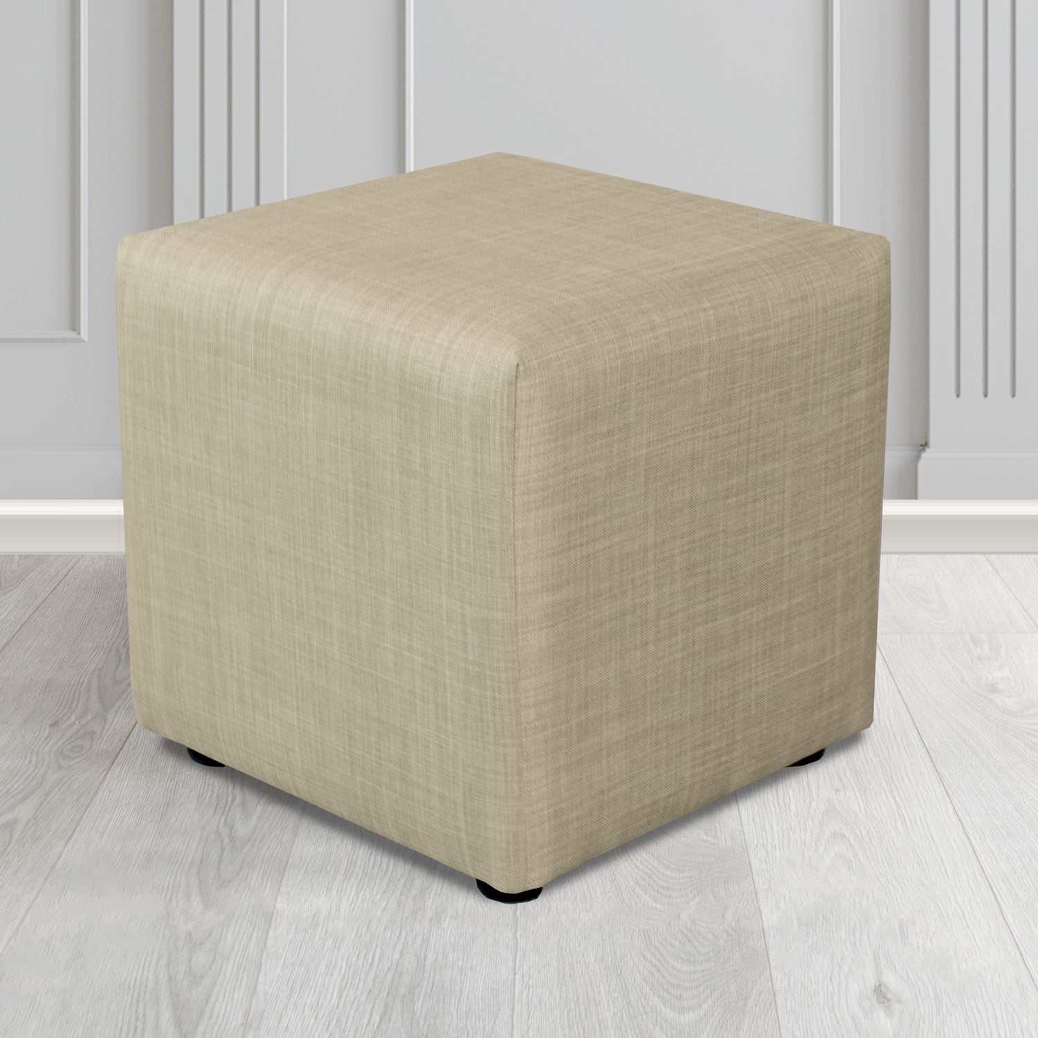 Paris Cube Footstool in Charles Plain Linen Fabric