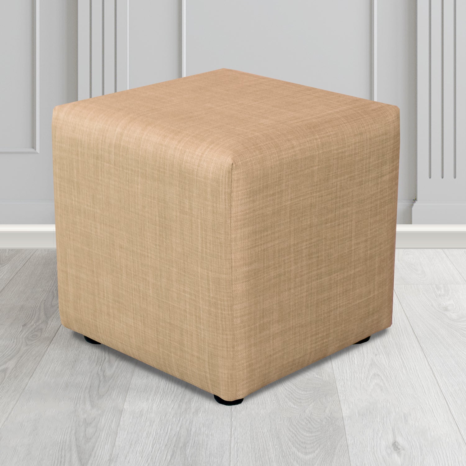 Paris Cube Footstool in Charles Plain Linen Fabric