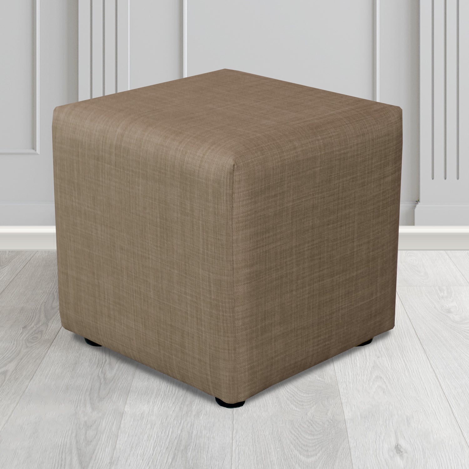 Paris Cube Footstool in Charles Plain Linen Fabric
