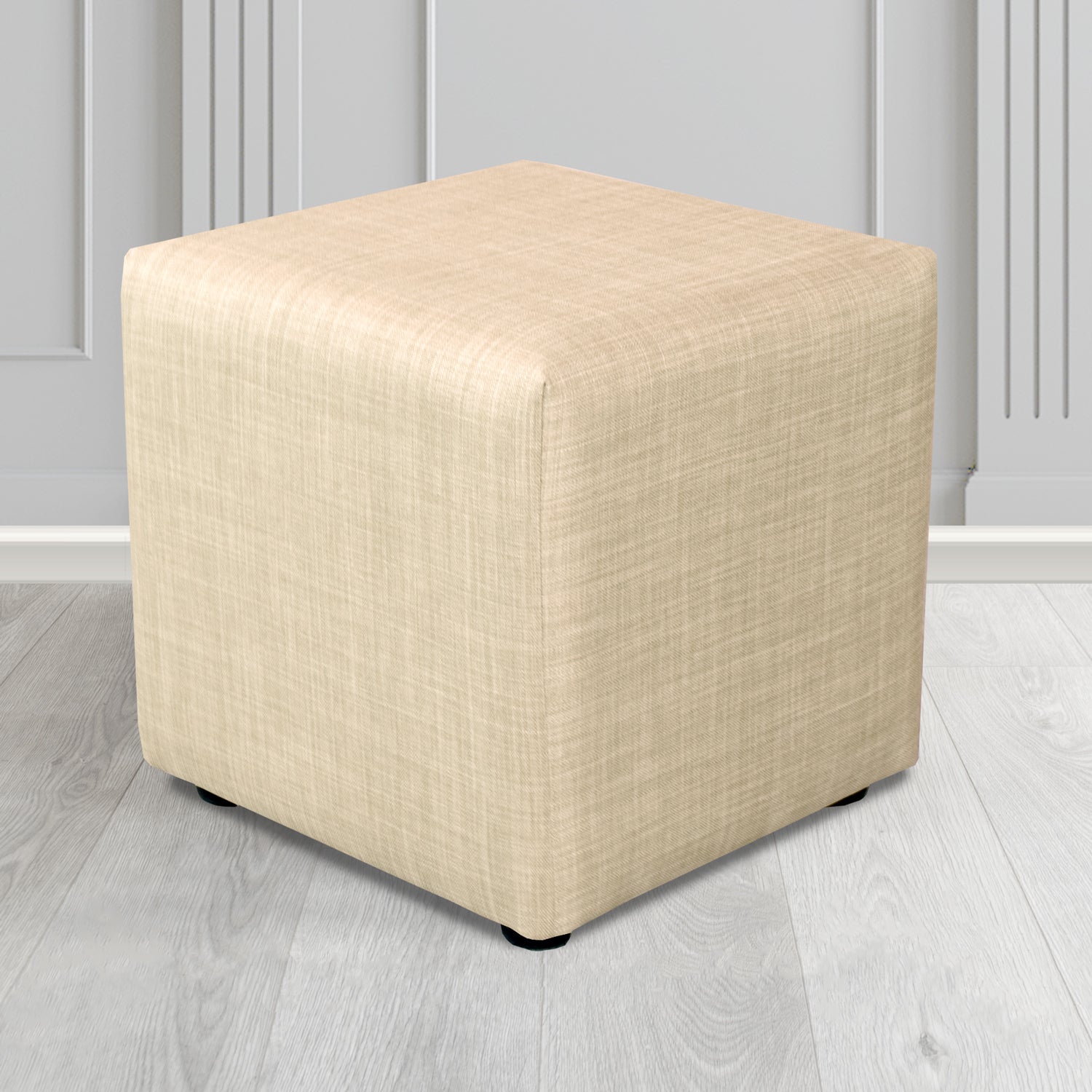 Paris Cube Footstool in Charles Plain Linen Fabric