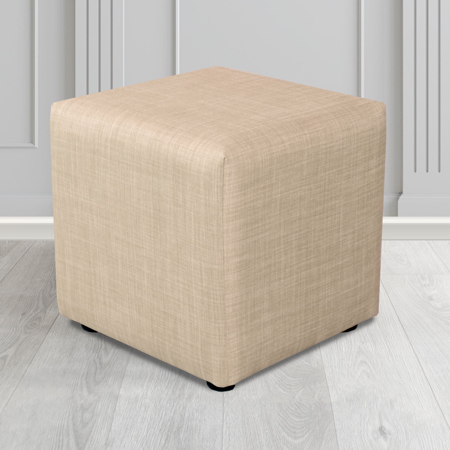 Paris Cube Footstool in Charles Plain Linen Fabric