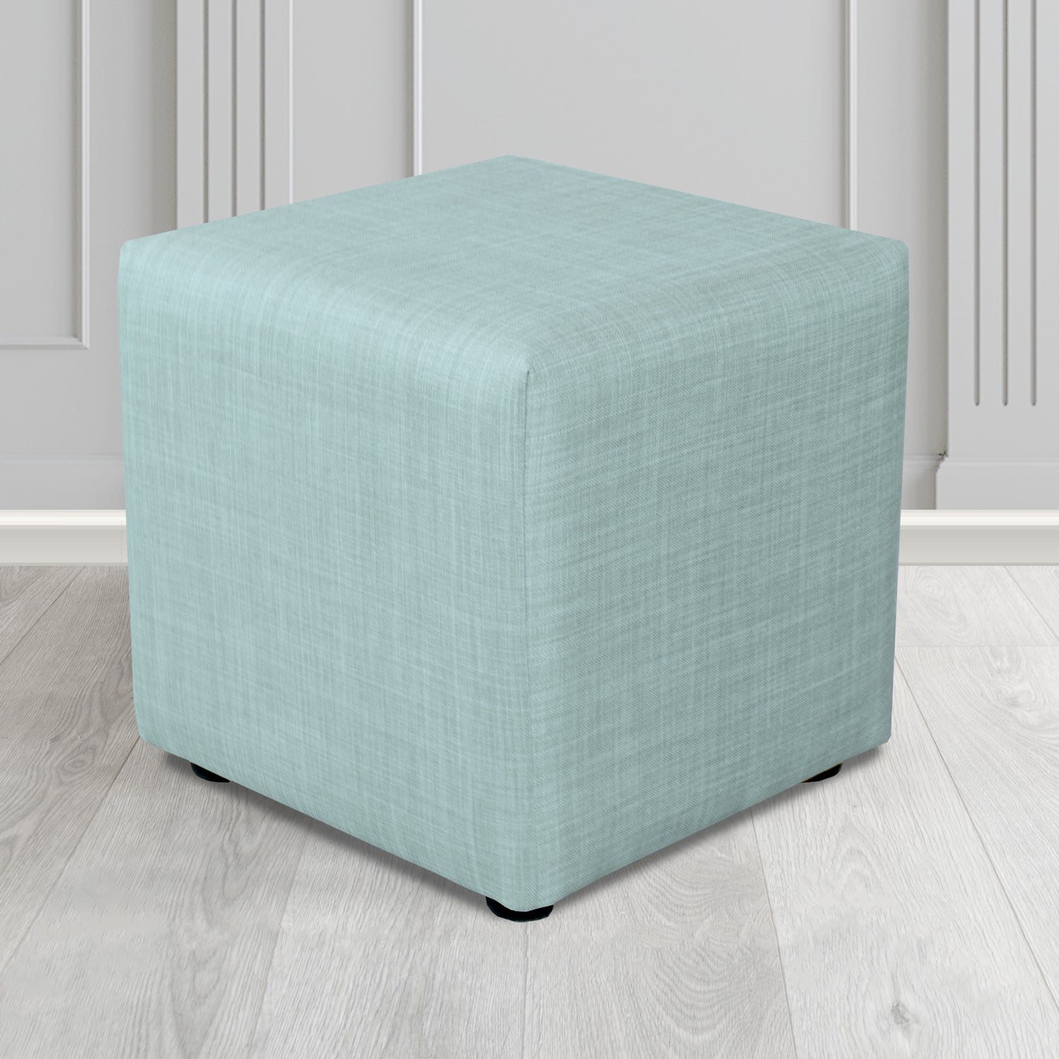 Paris Cube Footstool in Charles Plain Linen Fabric