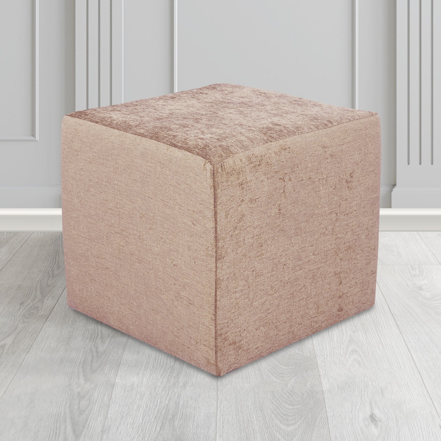 Paris Cube Footstool in Como Crib 5 Plain Chenille Fabric