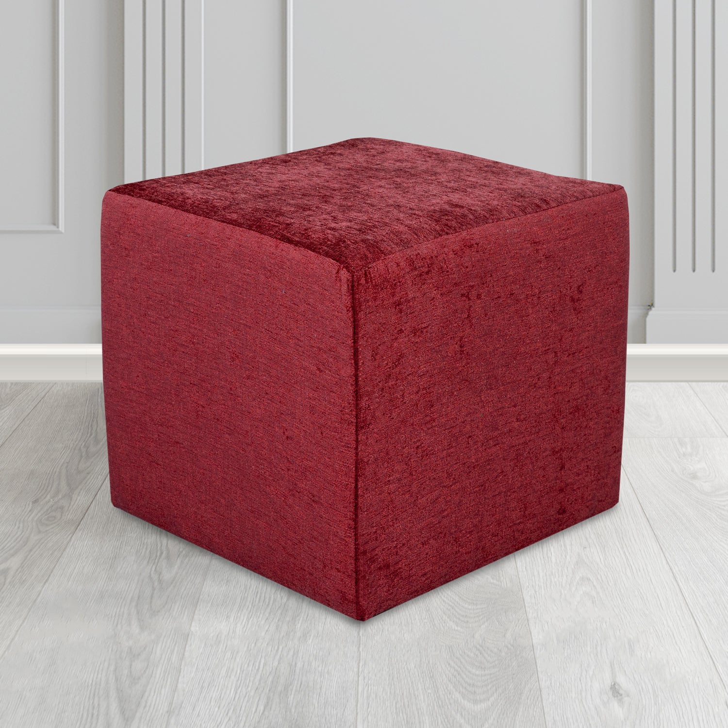 Paris Cube Footstool in Como Crib 5 Plain Chenille Fabric