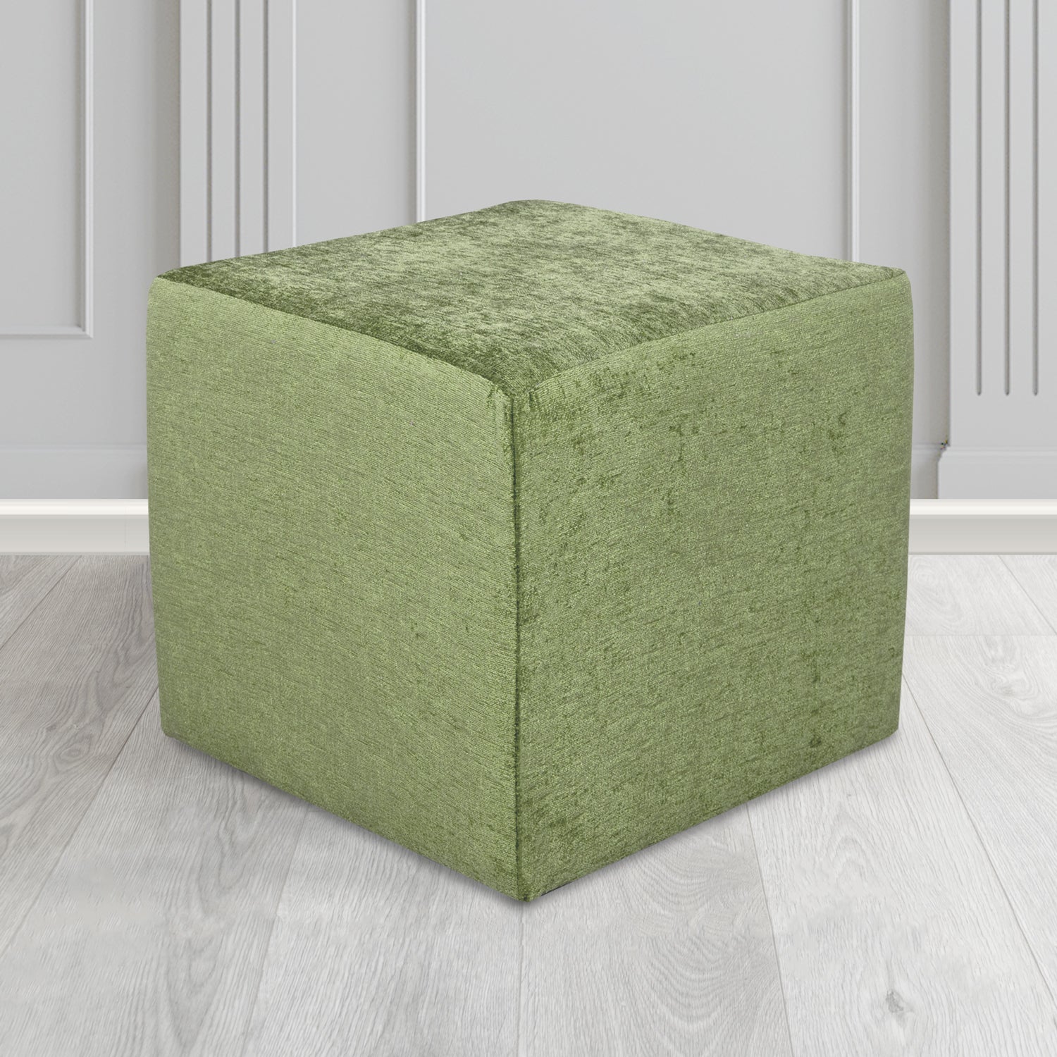 Paris Cube Footstool in Como Crib 5 Plain Chenille Fabric
