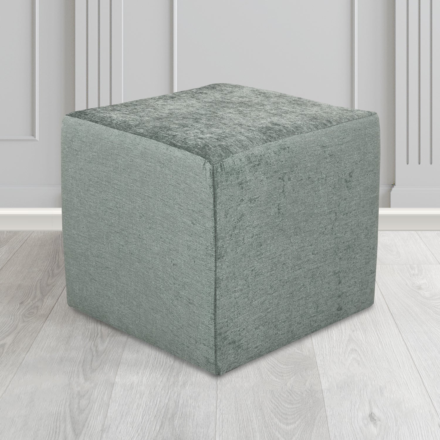 Paris Cube Footstool in Como Crib 5 Plain Chenille Fabric