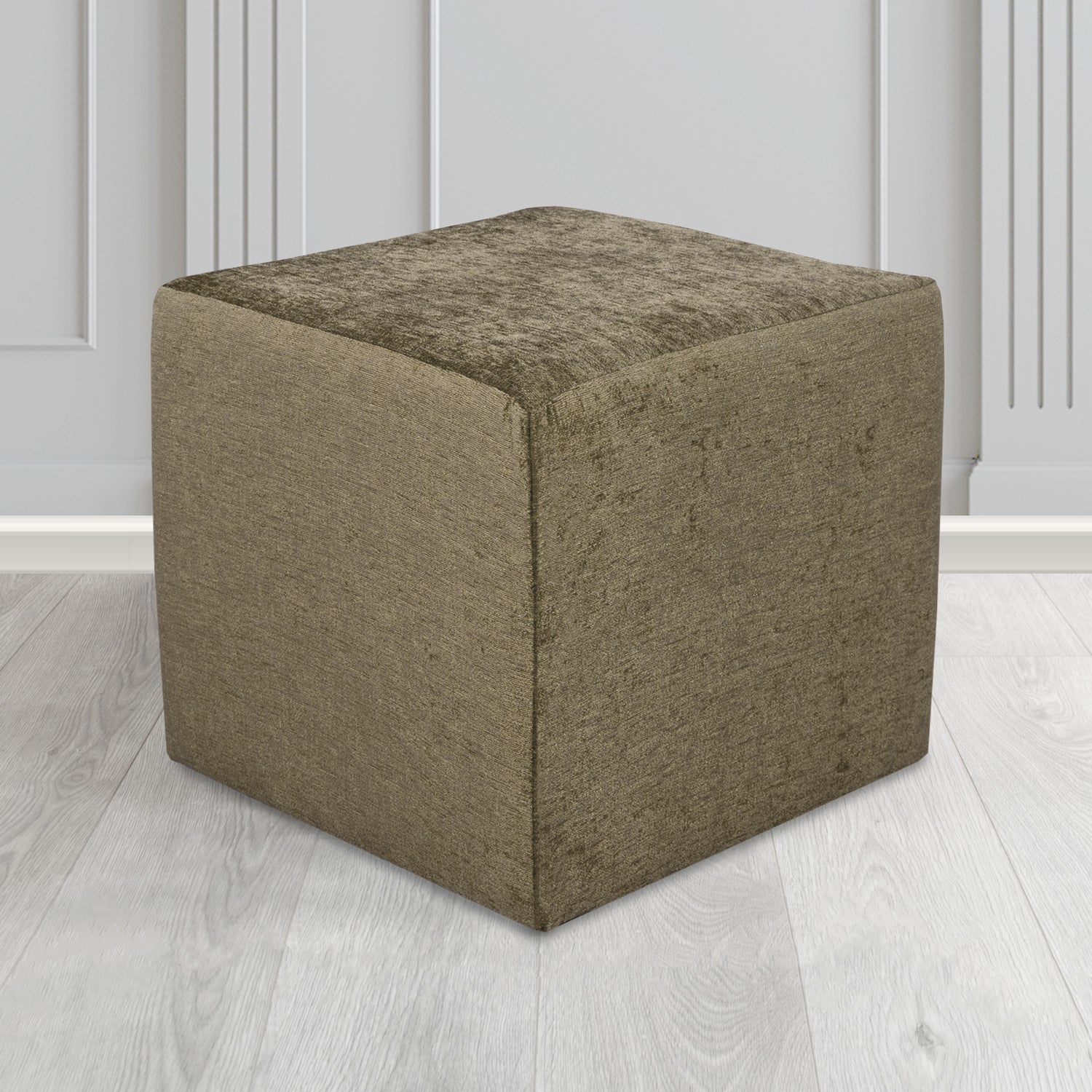 Paris Cube Footstool in Como Crib 5 Plain Chenille Fabric