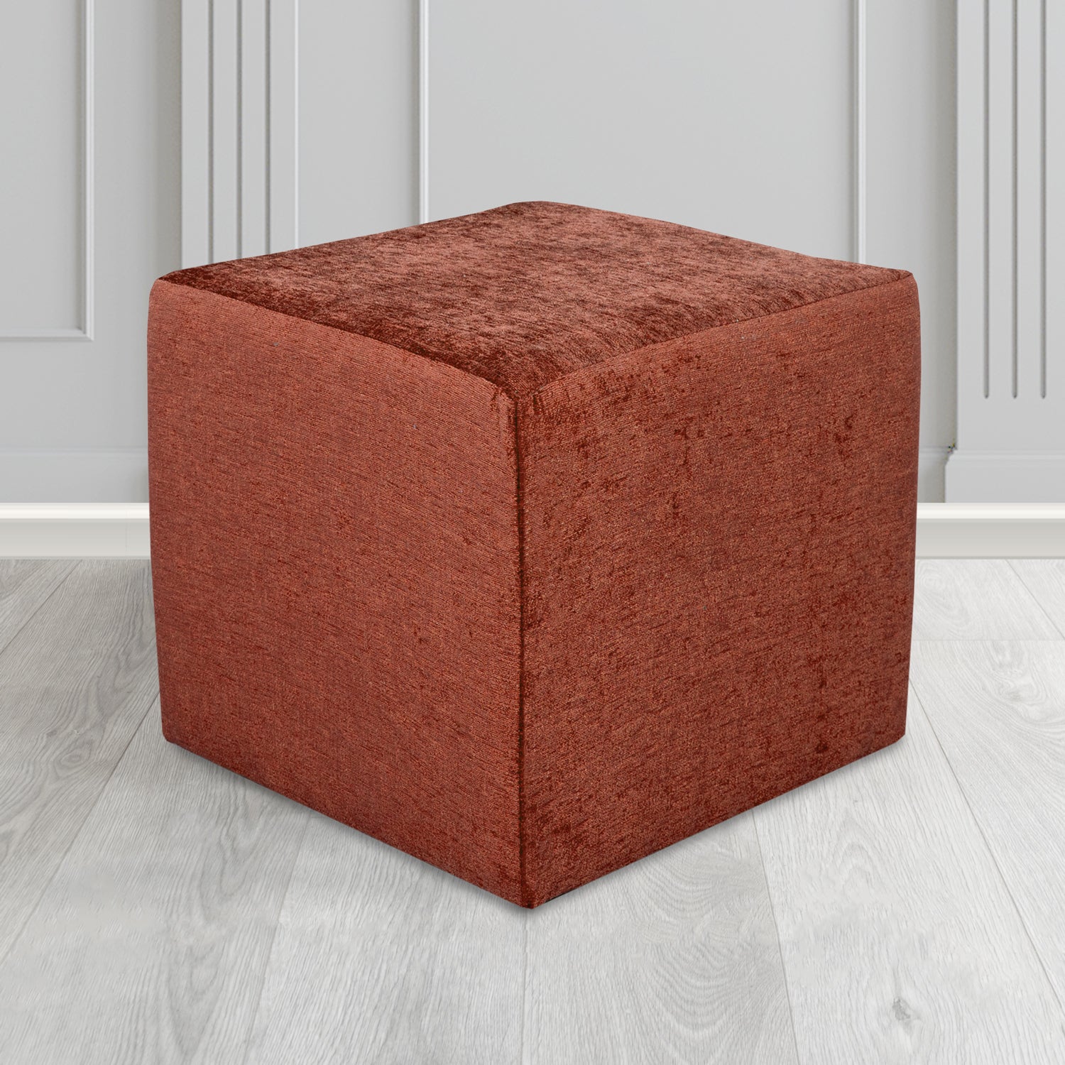 Paris Cube Footstool in Como Crib 5 Plain Chenille Fabric