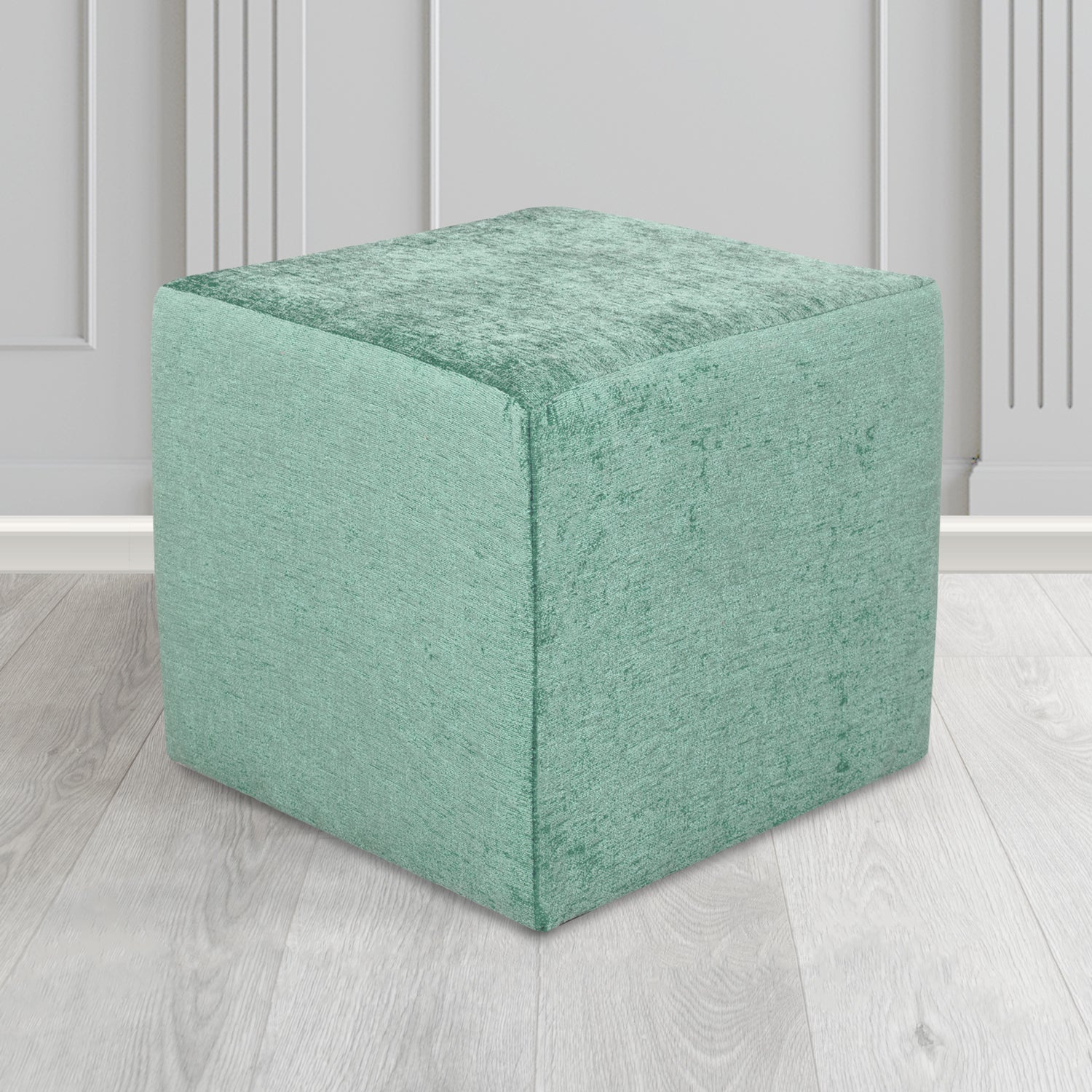 Paris Cube Footstool in Como Crib 5 Plain Chenille Fabric