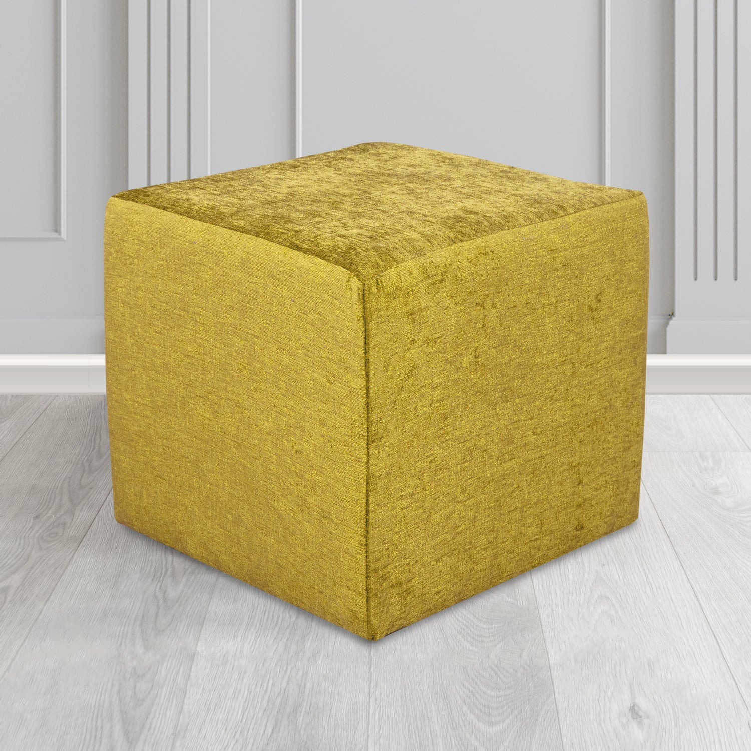 Paris Cube Footstool in Como Crib 5 Plain Chenille Fabric