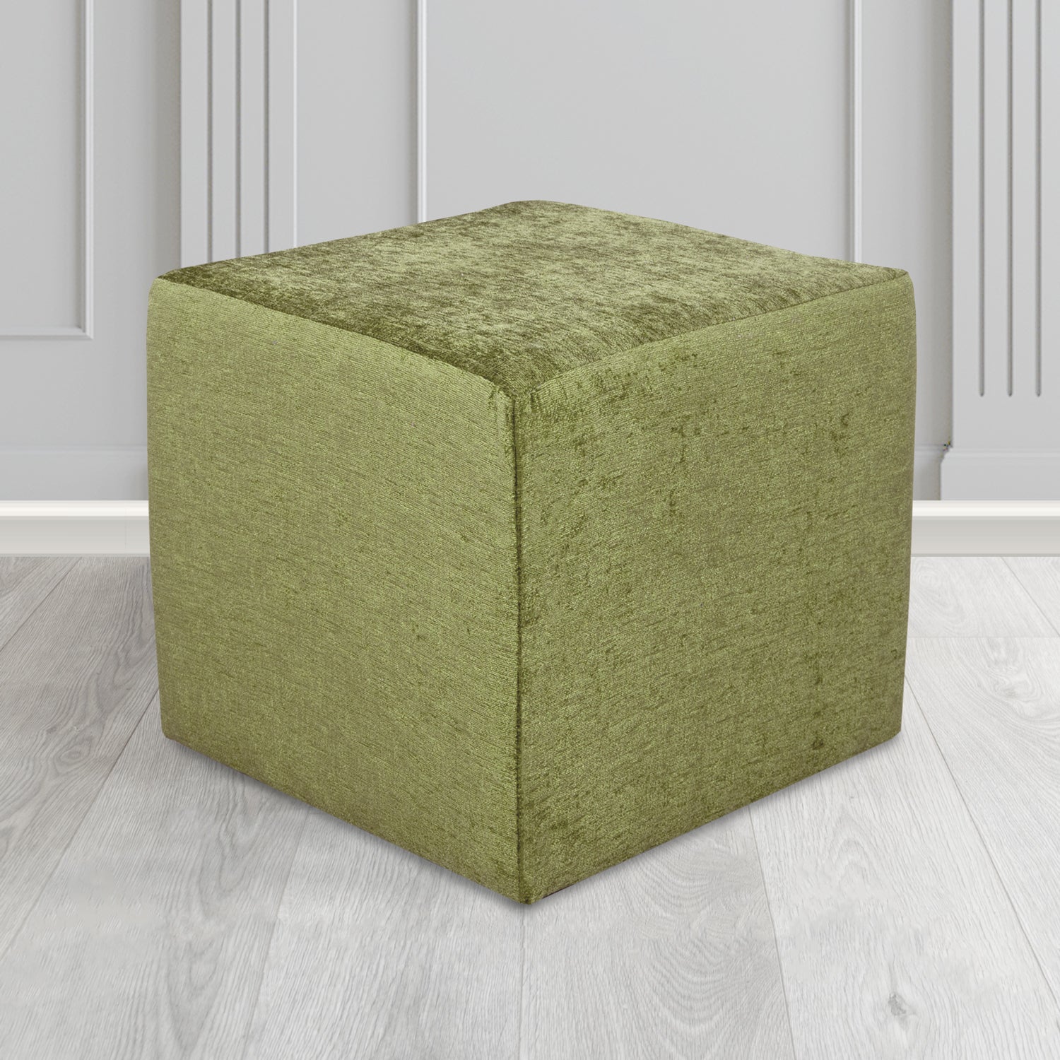 Paris Cube Footstool in Como Crib 5 Plain Chenille Fabric