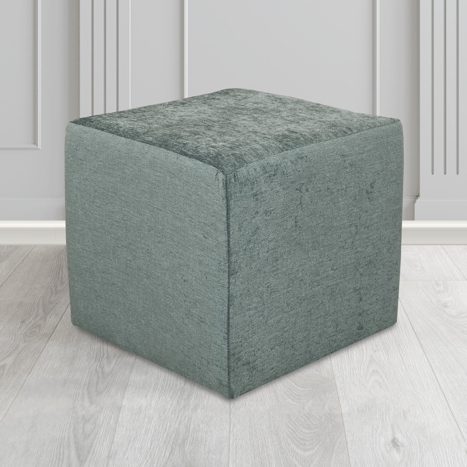 Paris Cube Footstool in Como Crib 5 Plain Chenille Fabric