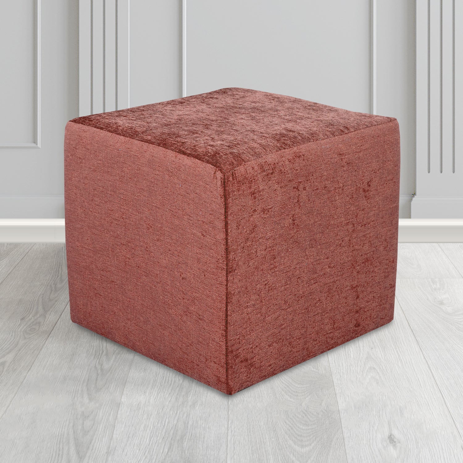 Paris Cube Footstool in Como Crib 5 Plain Chenille Fabric