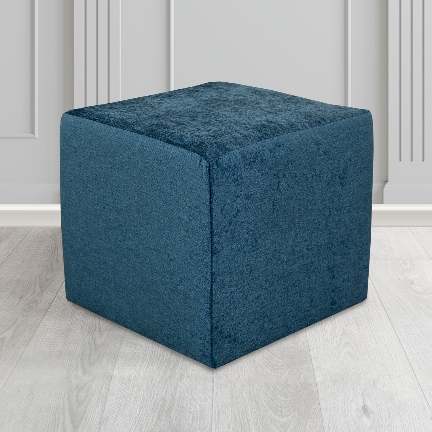 Paris Cube Footstool in Como Crib 5 Plain Chenille Fabric