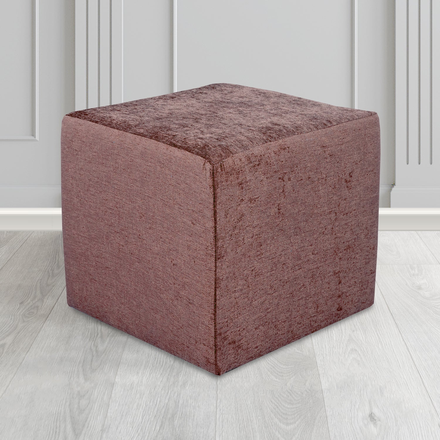 Paris Cube Footstool in Como Crib 5 Plain Chenille Fabric