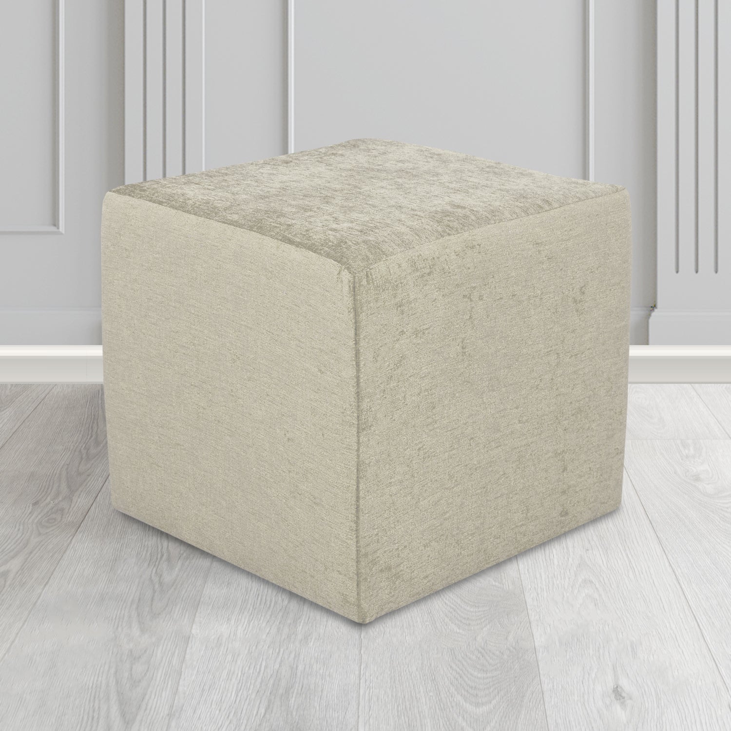 Paris Cube Footstool in Como Crib 5 Plain Chenille Fabric