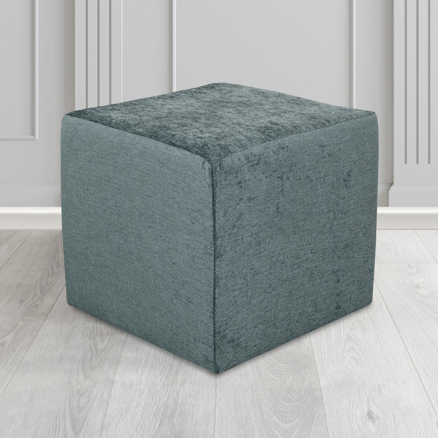 Paris Cube Footstool in Como Crib 5 Plain Chenille Fabric