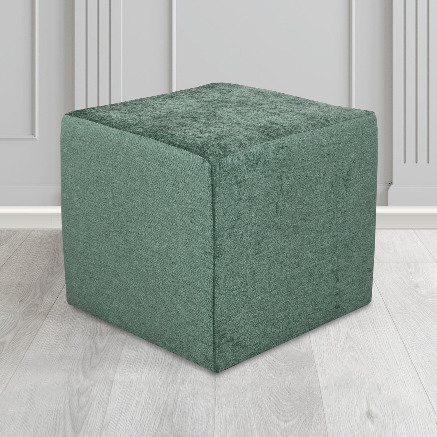 Paris Cube Footstool in Como Crib 5 Plain Chenille Fabric