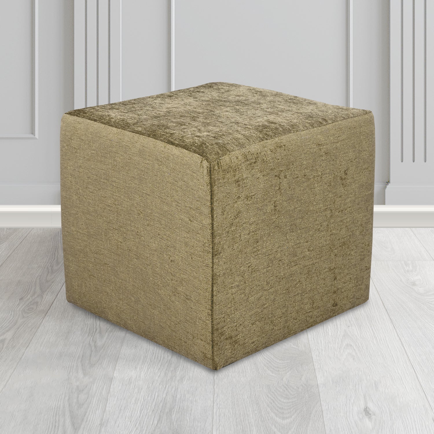 Paris Cube Footstool in Como Crib 5 Plain Chenille Fabric