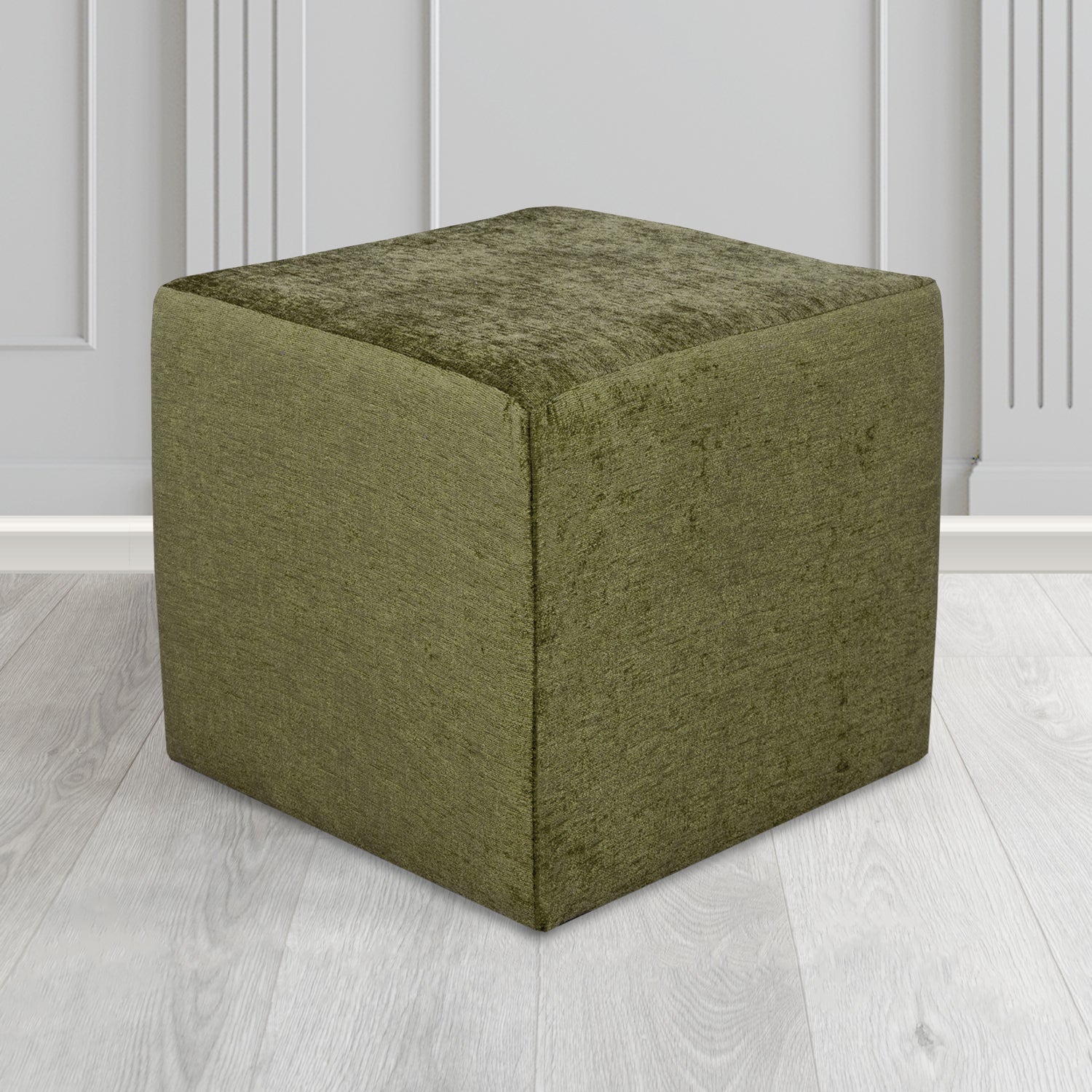 Paris Cube Footstool in Como Crib 5 Plain Chenille Fabric