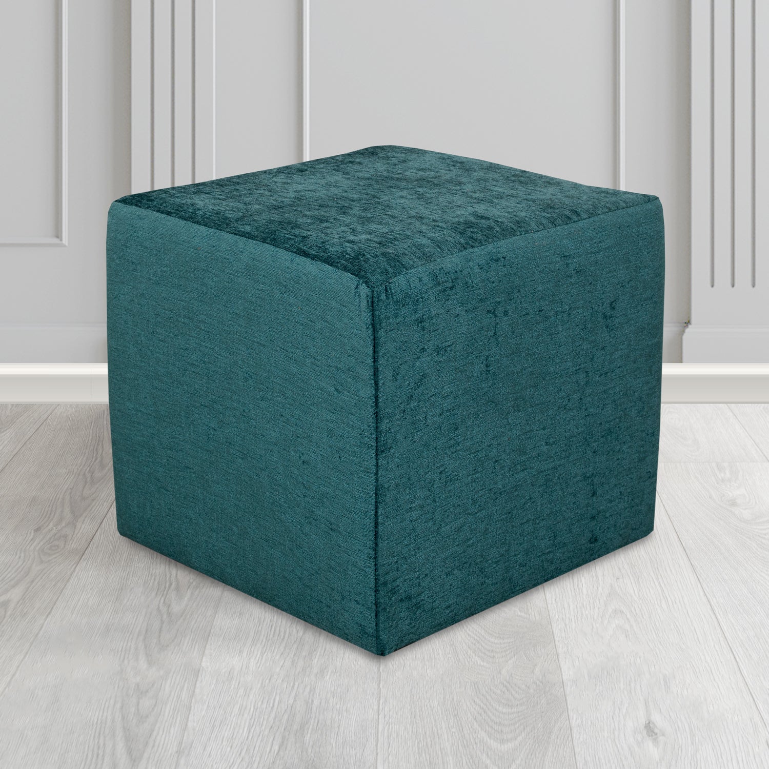 Paris Cube Footstool in Como Crib 5 Plain Chenille Fabric