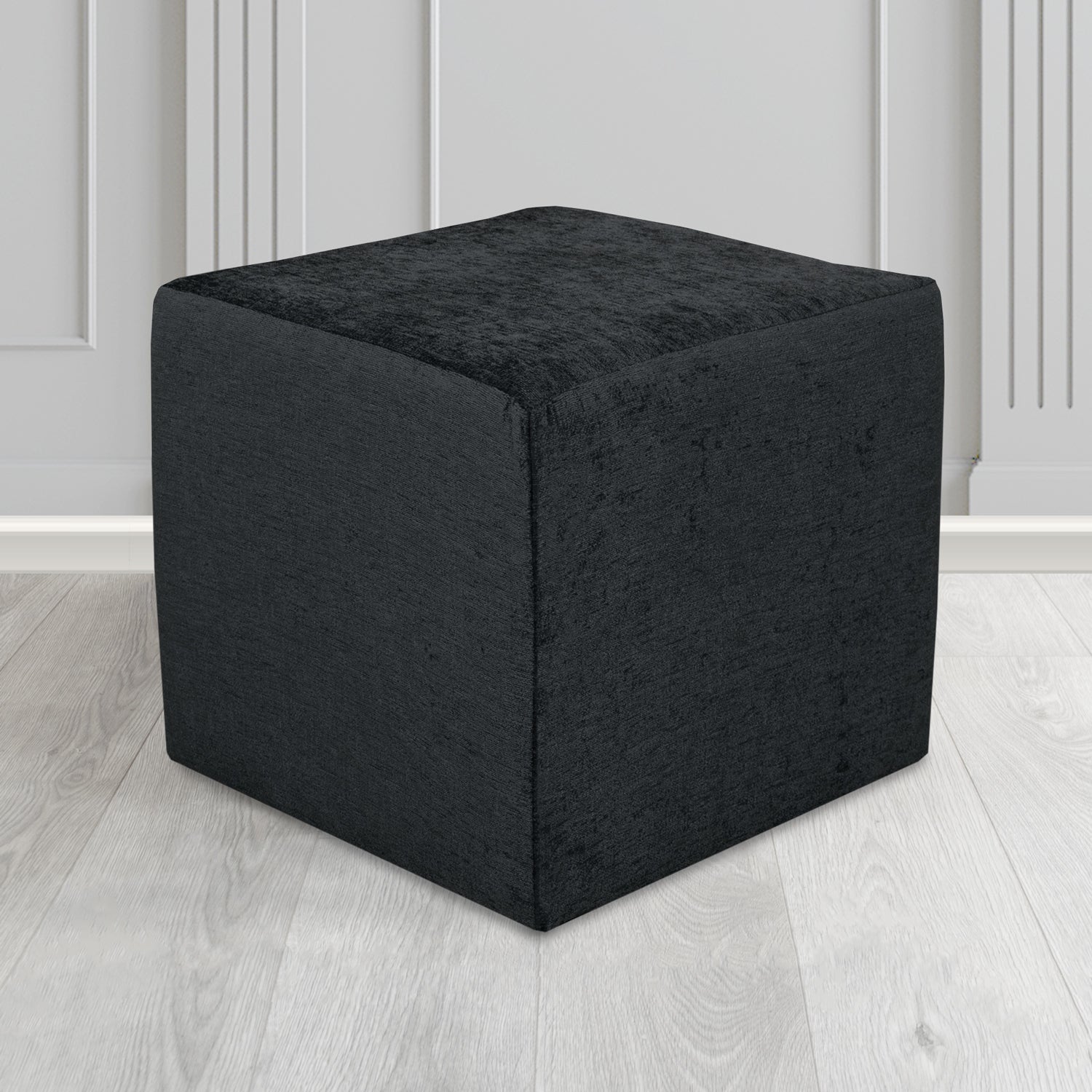 Paris Cube Footstool in Como Crib 5 Plain Chenille Fabric