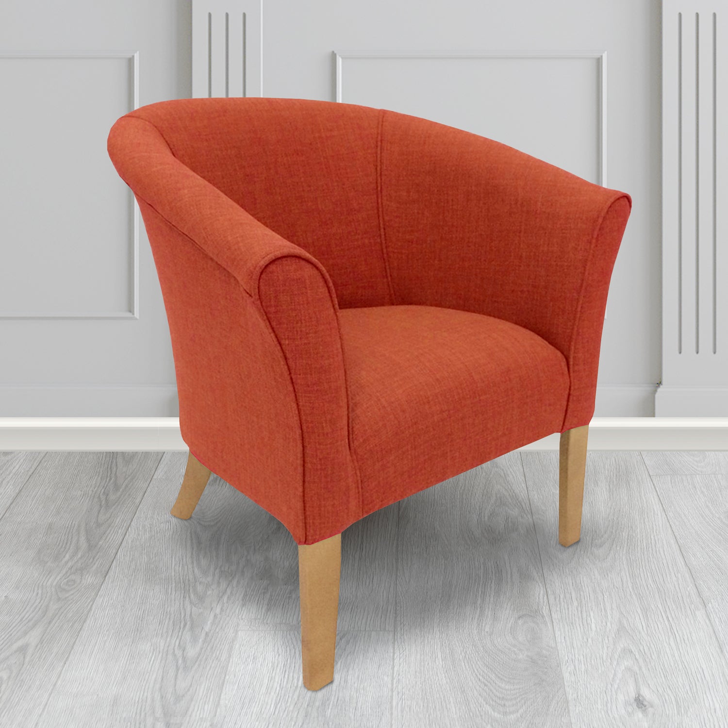 Quill Tub Chair in Linetta Burnt Orange Crib 5 Plain Fabric - Antimicrobial, Stain Resistant & Waterproof - The Tub Chair Shop