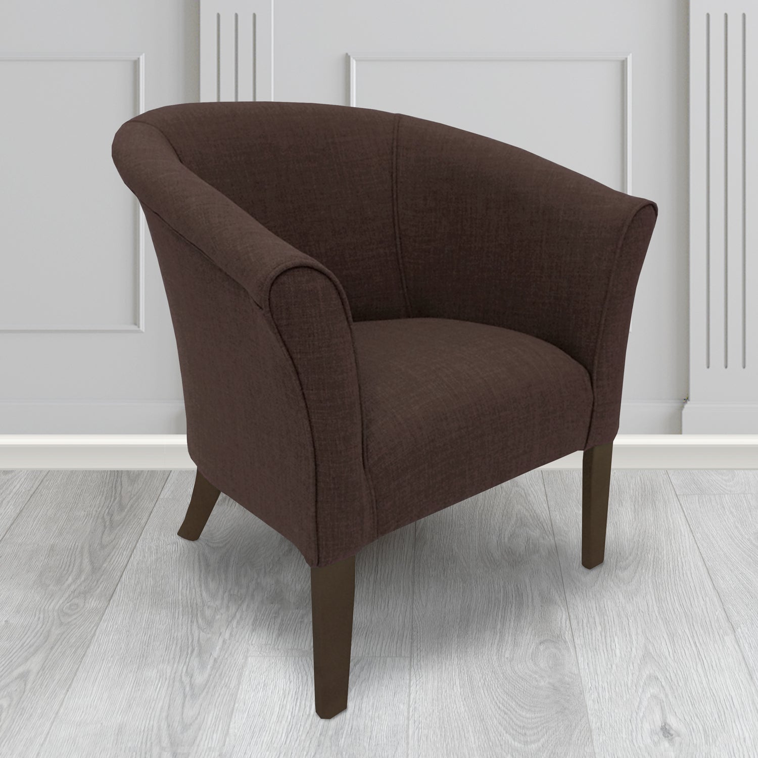 Quill Tub Chair in Linetta Chocolate Crib 5 Plain Fabric - Antimicrobial, Stain Resistant & Waterproof - The Tub Chair Shop