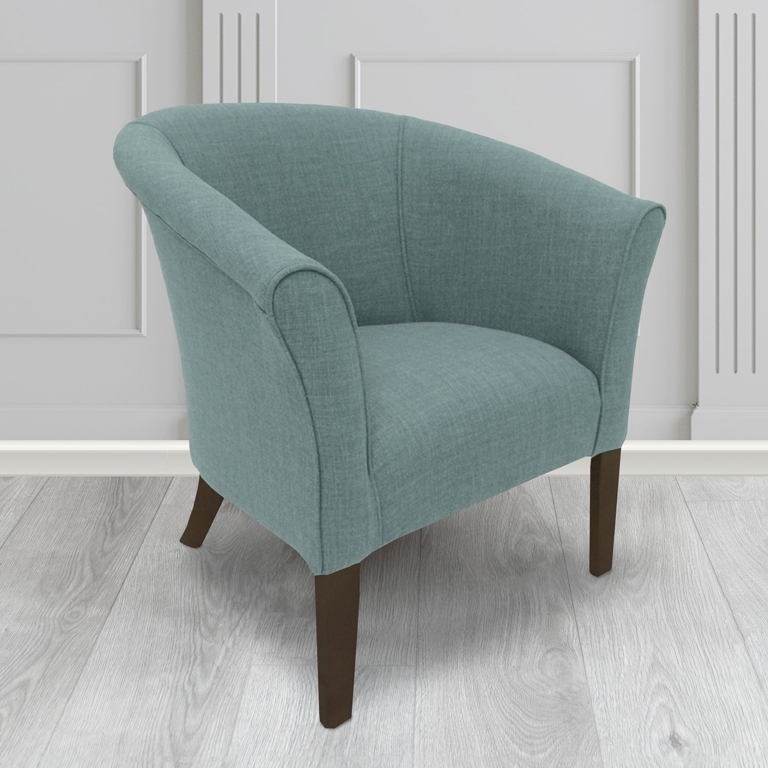 Quill Tub Chair in Linetta Duck Egg Crib 5 Plain Fabric Antimicrobia