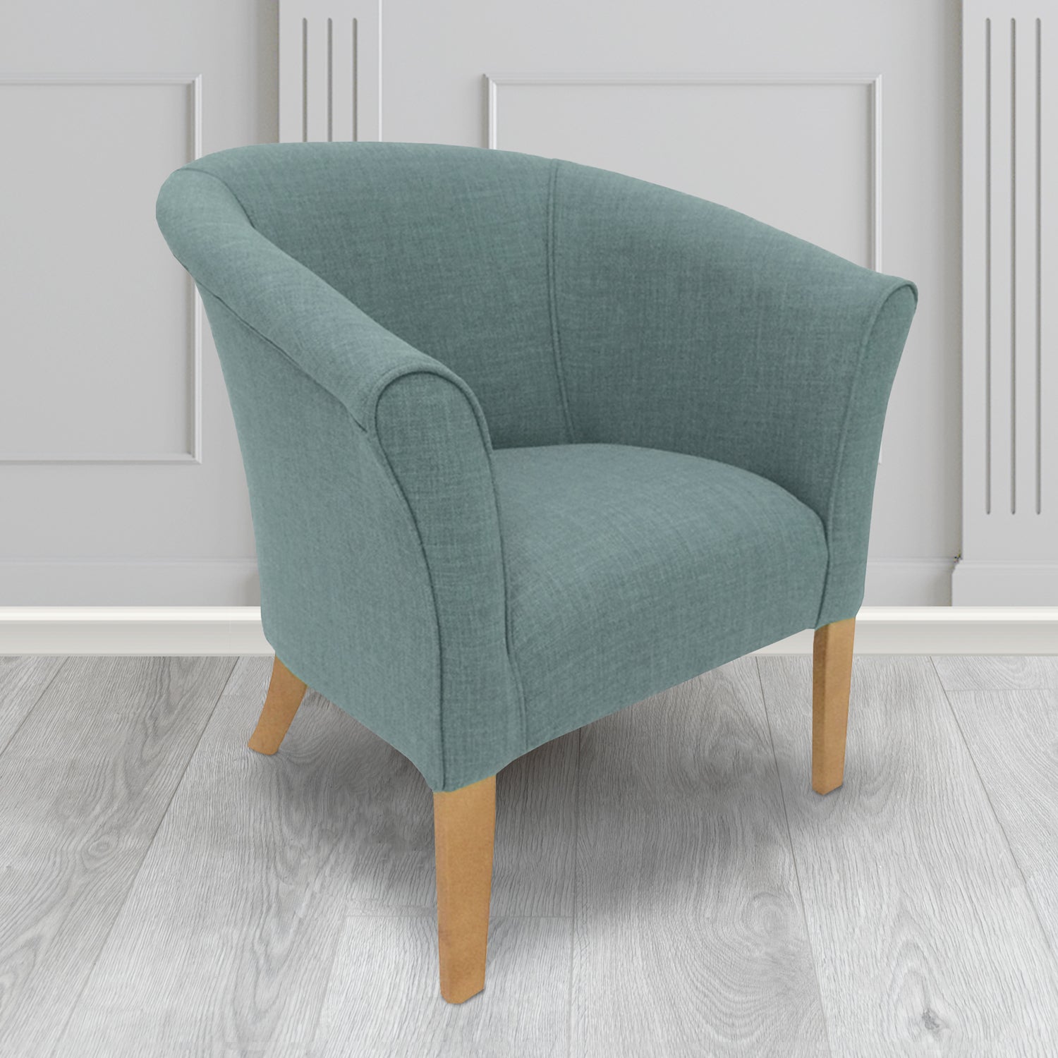 Quill Tub Chair in Linetta Duck Egg Crib 5 Plain Fabric - Antimicrobial, Stain Resistant & Waterproof - The Tub Chair Shop