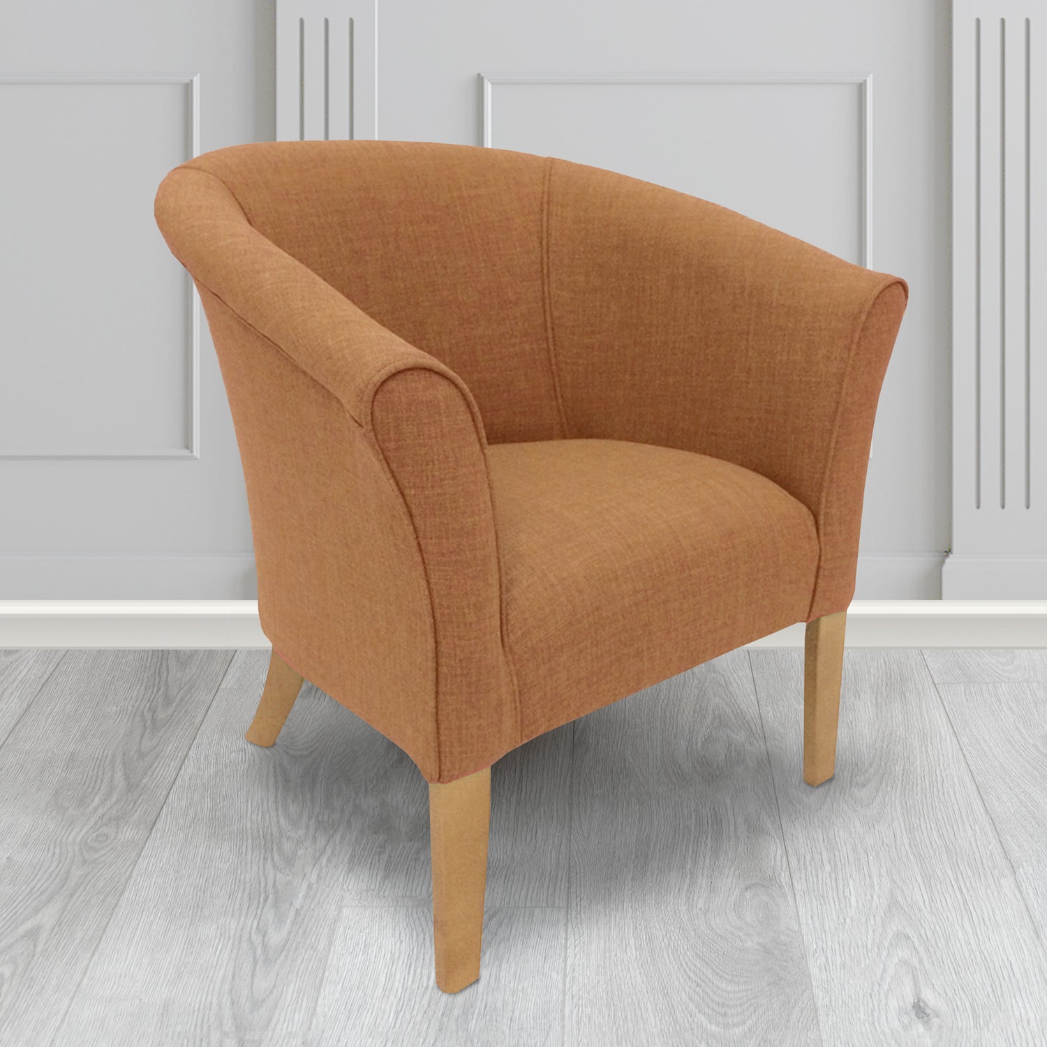 Quill Tub Chair in Linetta Gold Crib 5 Plain Fabric - Antimicrobial, Stain Resistant & Waterproof - The Tub Chair Shop