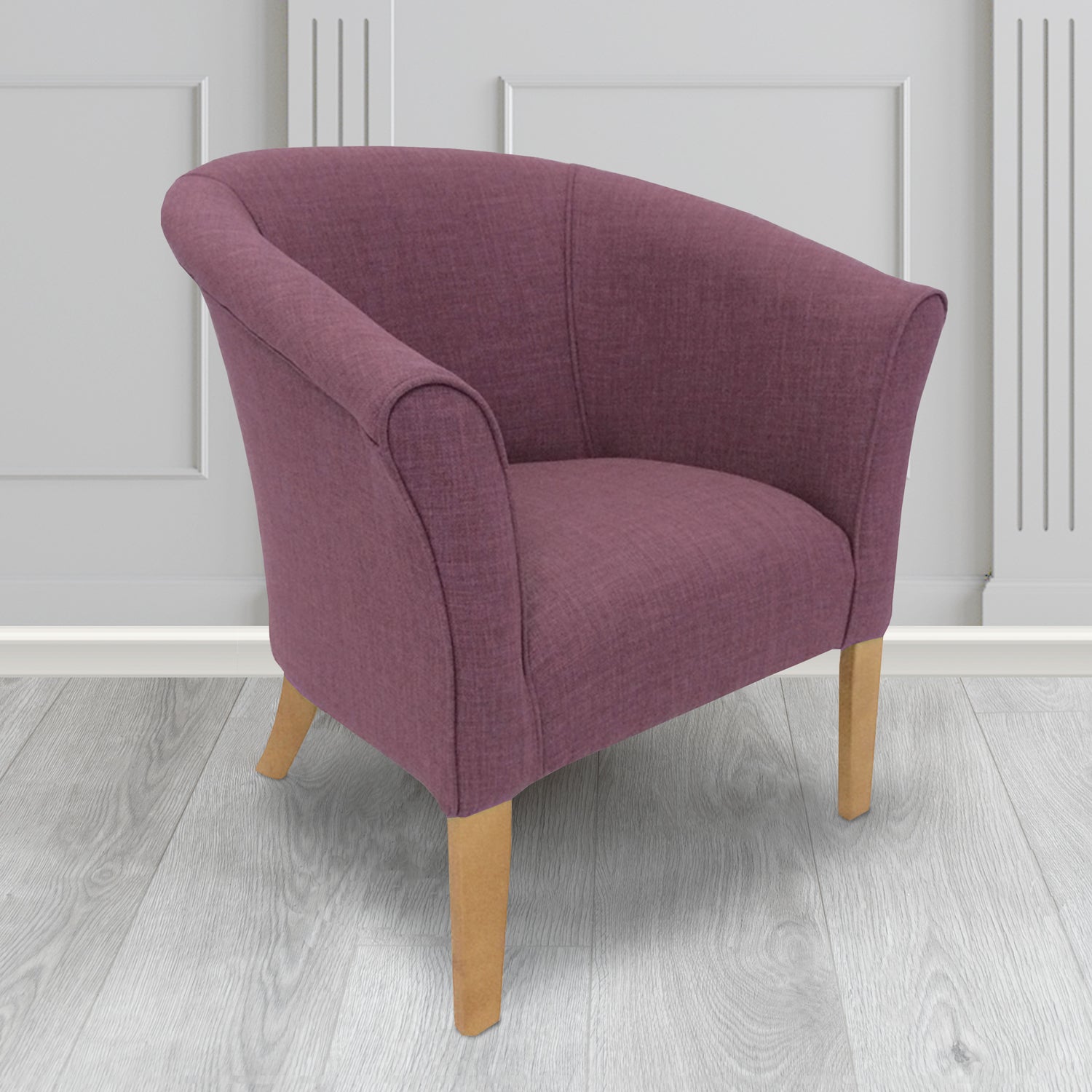 Quill Tub Chair in Linetta Grape Crib 5 Plain Fabric - Antimicrobial, Stain Resistant & Waterproof - The Tub Chair Shop