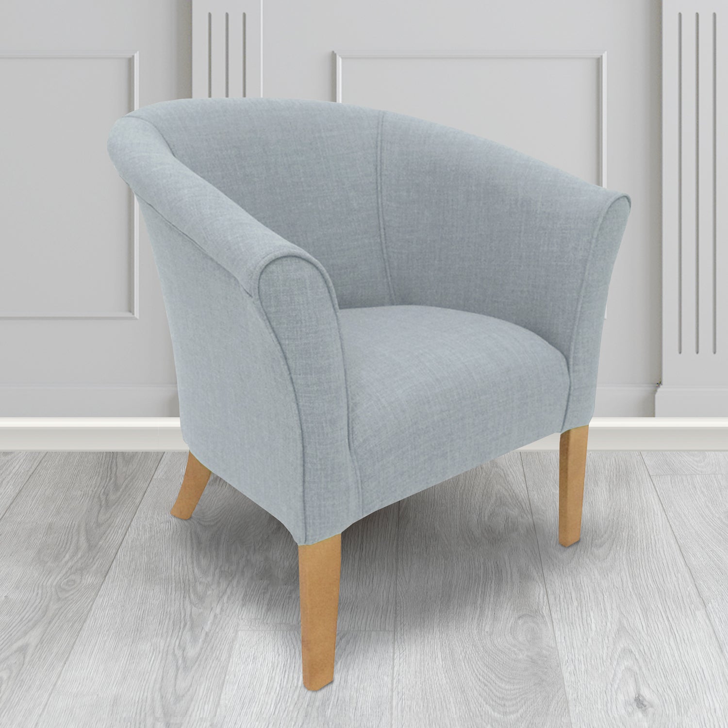 Quill Tub Chair in Linetta Light Blue Crib 5 Plain Fabric - Antimicrobial, Stain Resistant & Waterproof - The Tub Chair Shop