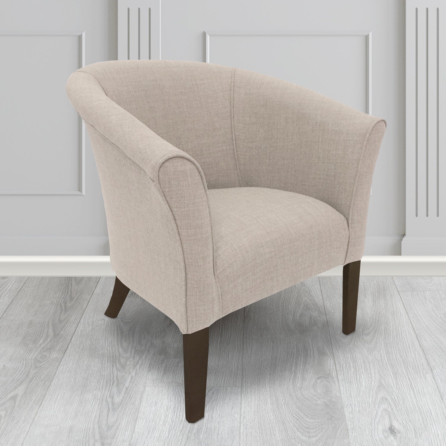 Quill Tub Chair in Linetta Light Grey Crib 5 Plain Fabric - Antimicrobial, Stain Resistant & Waterproof - The Tub Chair Shop