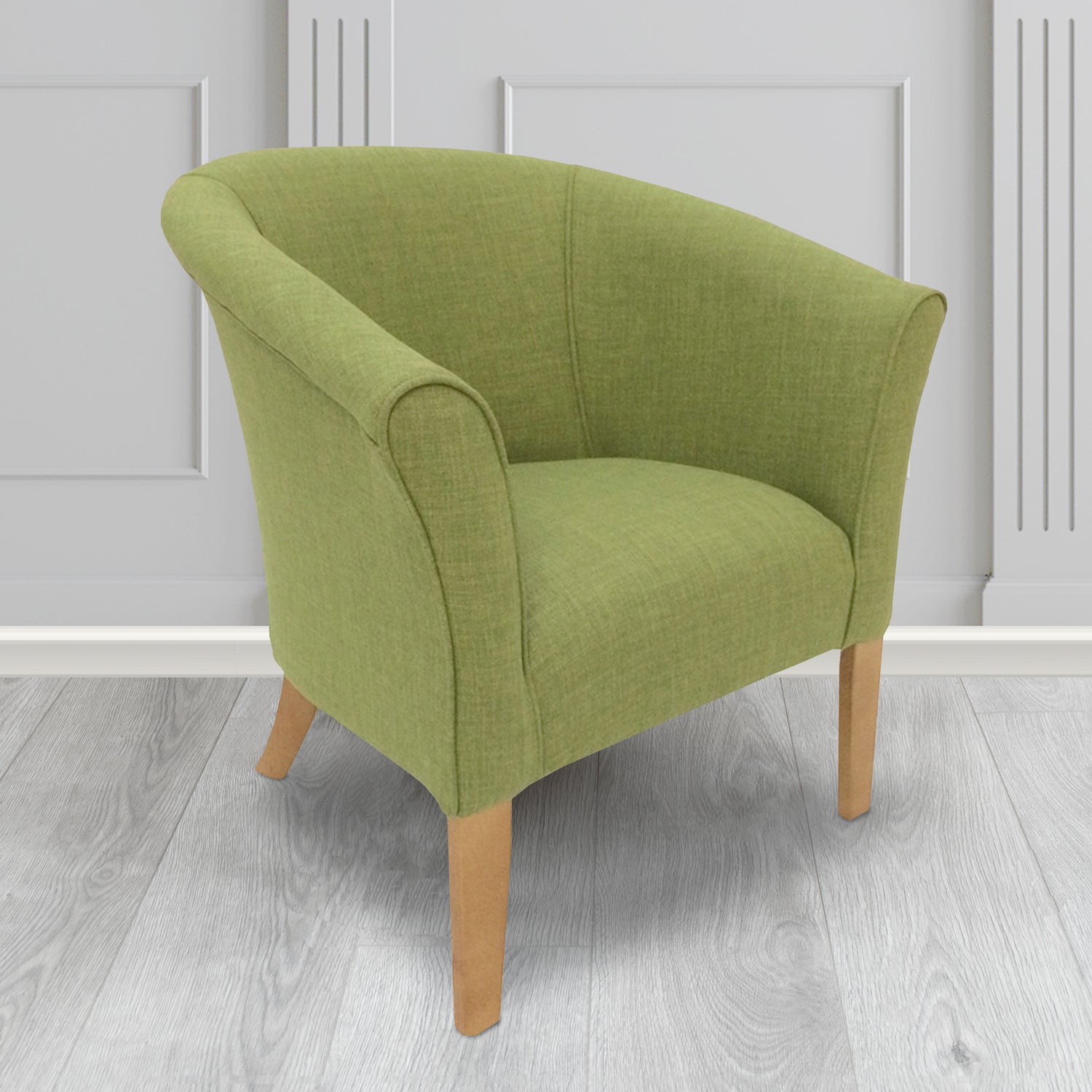 Quill Tub Chair in Linetta Lime Crib 5 Plain Fabric - Antimicrobial, Stain Resistant & Waterproof - The Tub Chair Shop