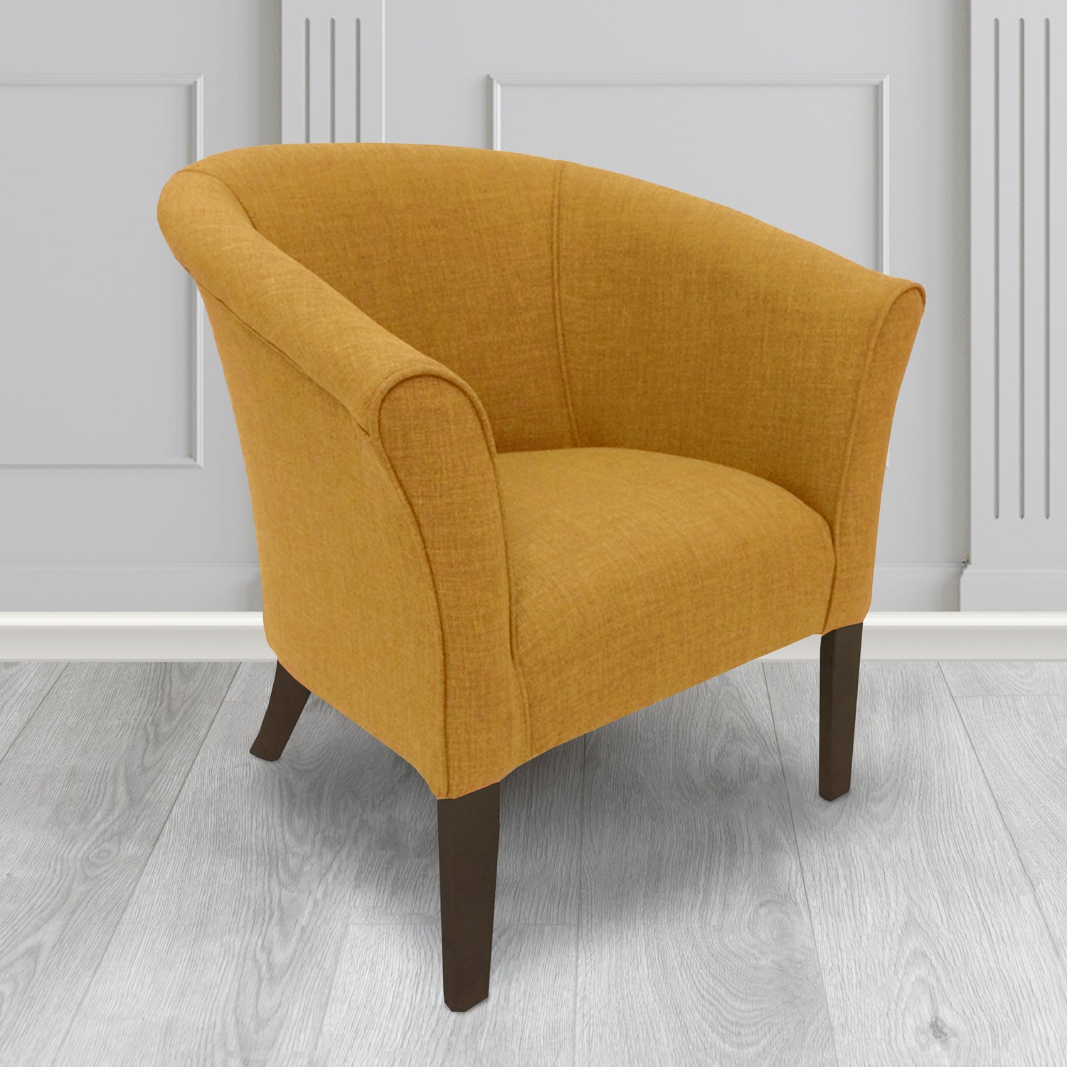 Quill Tub Chair in Linetta Mustard Crib 5 Plain Fabric - Antimicrobial, Stain Resistant & Waterproof - The Tub Chair Shop