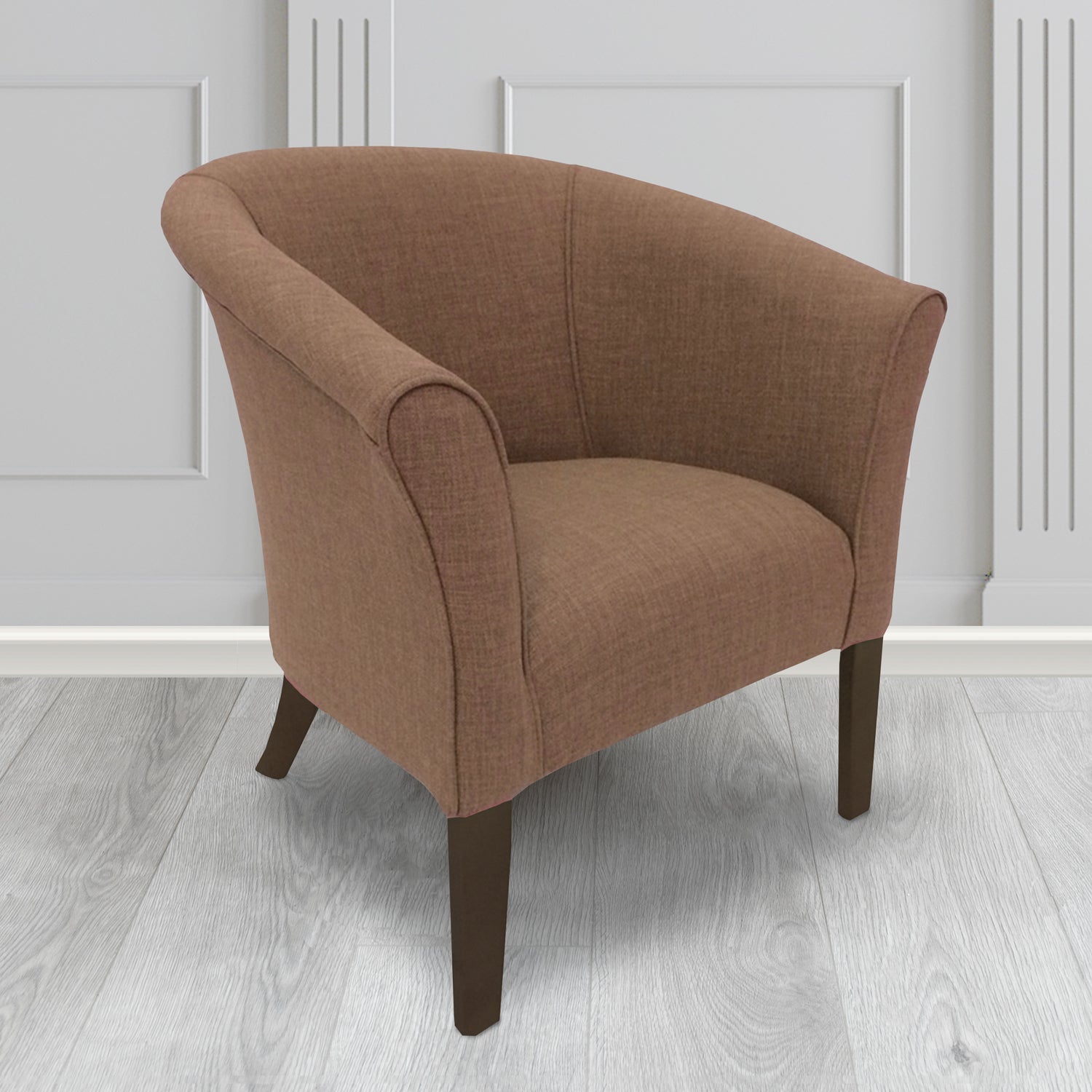 Quill Tub Chair in Linetta Nutmeg Crib 5 Plain Fabric - Antimicrobial, Stain Resistant & Waterproof - The Tub Chair Shop