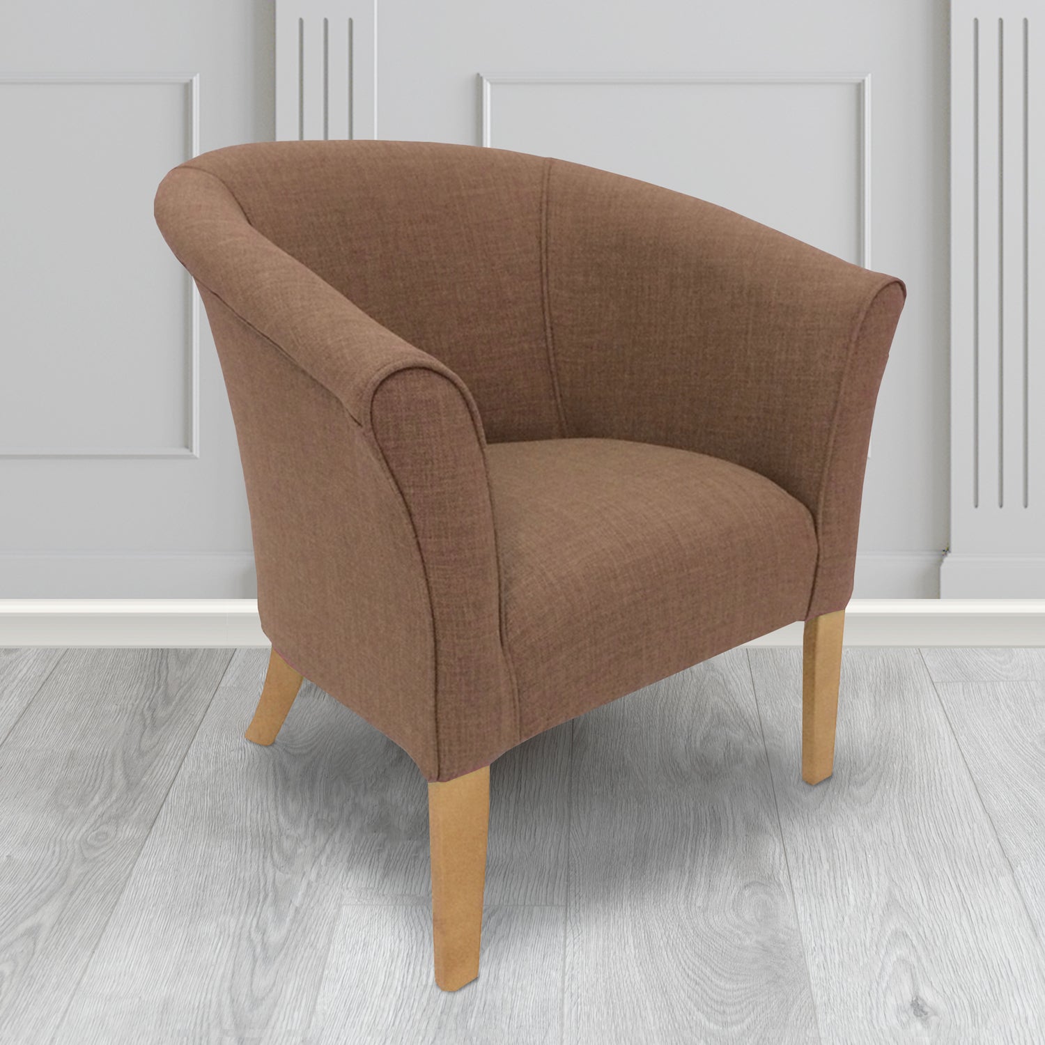 Quill Tub Chair in Linetta Nutmeg Crib 5 Plain Fabric - Antimicrobial, Stain Resistant & Waterproof - The Tub Chair Shop