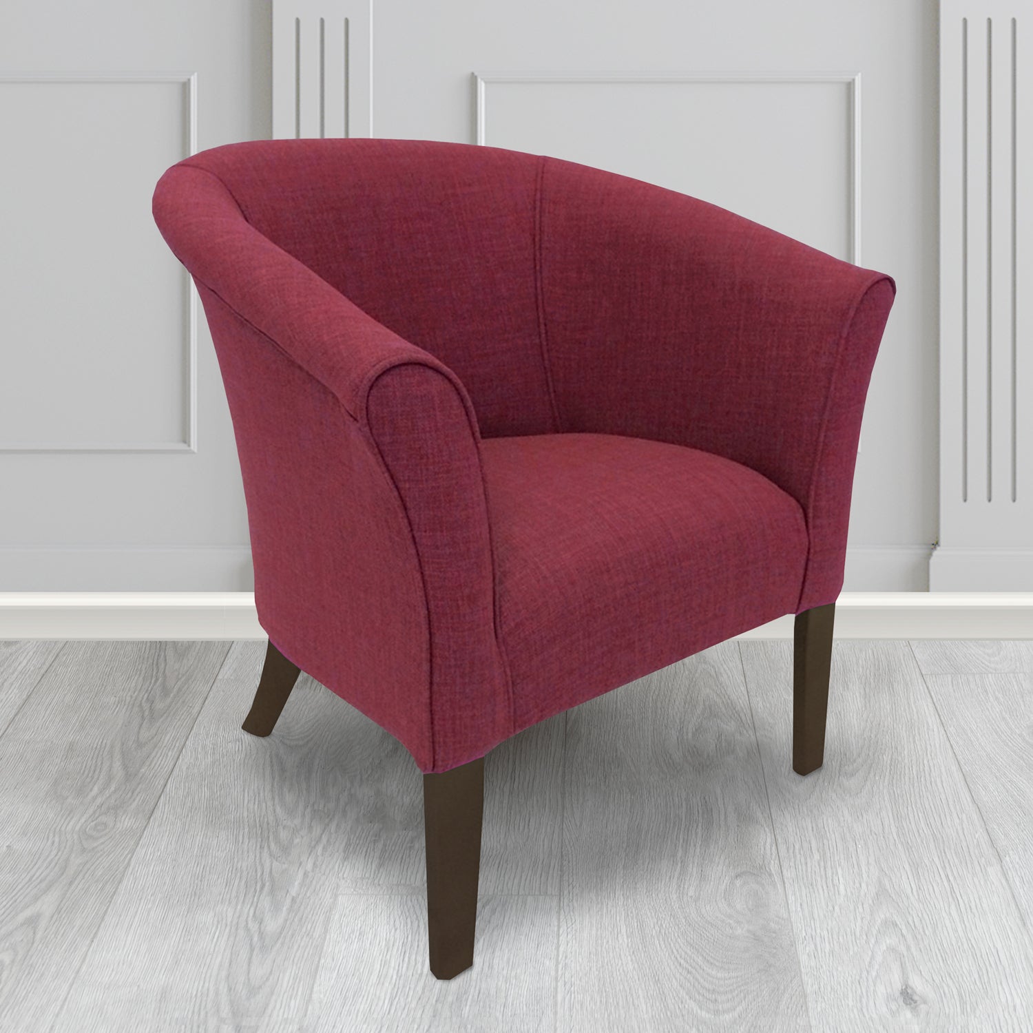 Quill Tub Chair in Linetta Plum Crib 5 Plain Fabric - Antimicrobial, Stain Resistant & Waterproof - The Tub Chair Shop