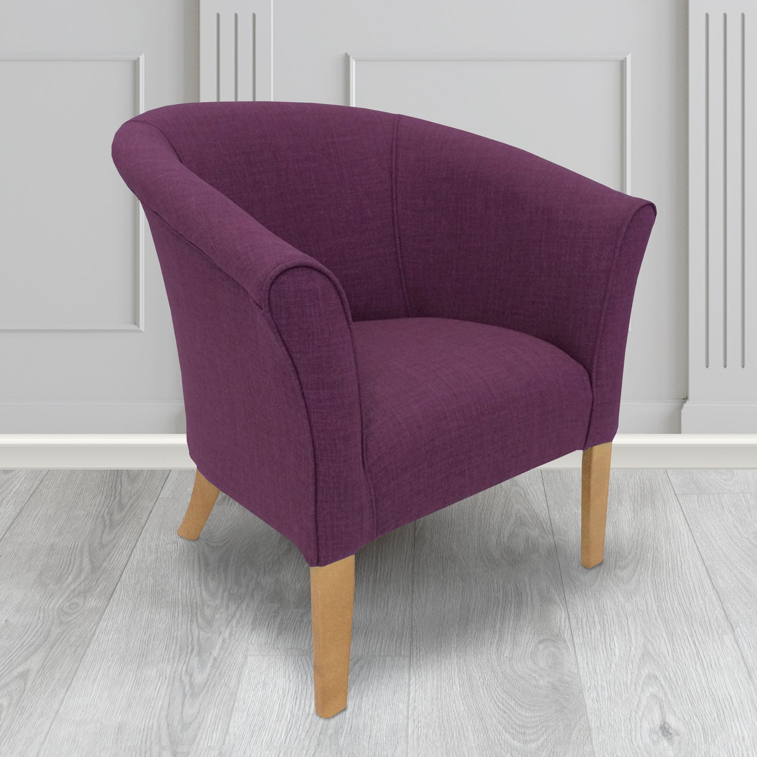 Quill Tub Chair in Linetta Purple Crib 5 Plain Fabric - Antimicrobial, Stain Resistant & Waterproof - The Tub Chair Shop