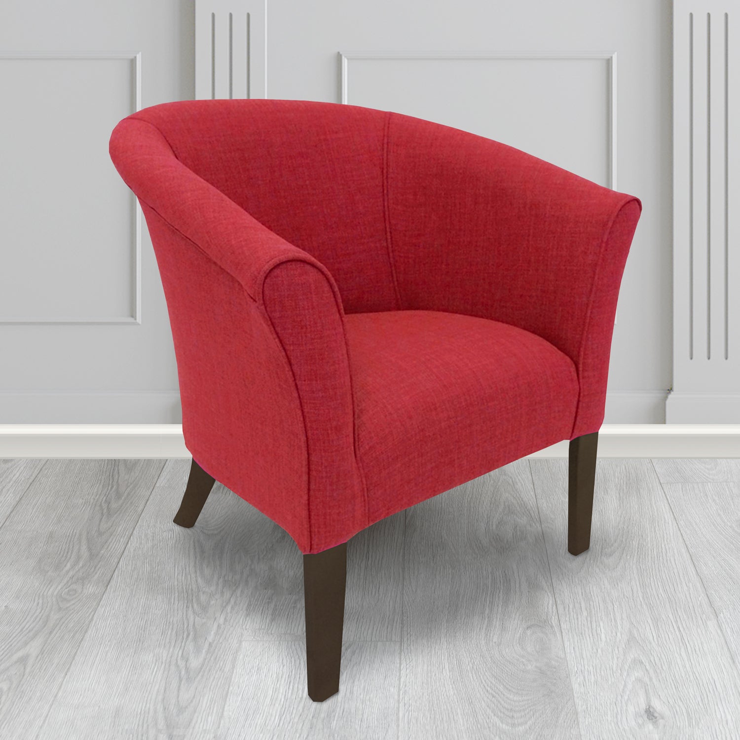 Quill Tub Chair in Linetta Red Crib 5 Plain Fabric - Antimicrobial, Stain Resistant & Waterproof - The Tub Chair Shop