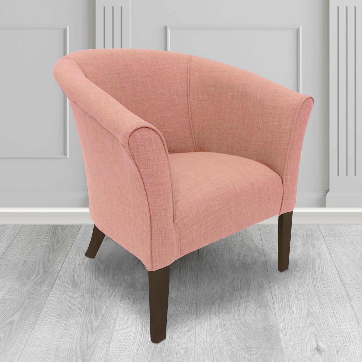 Quill Tub Chair in Linetta Salmon Crib 5 Plain Fabric - Antimicrobial, Stain Resistant & Waterproof - The Tub Chair Shop