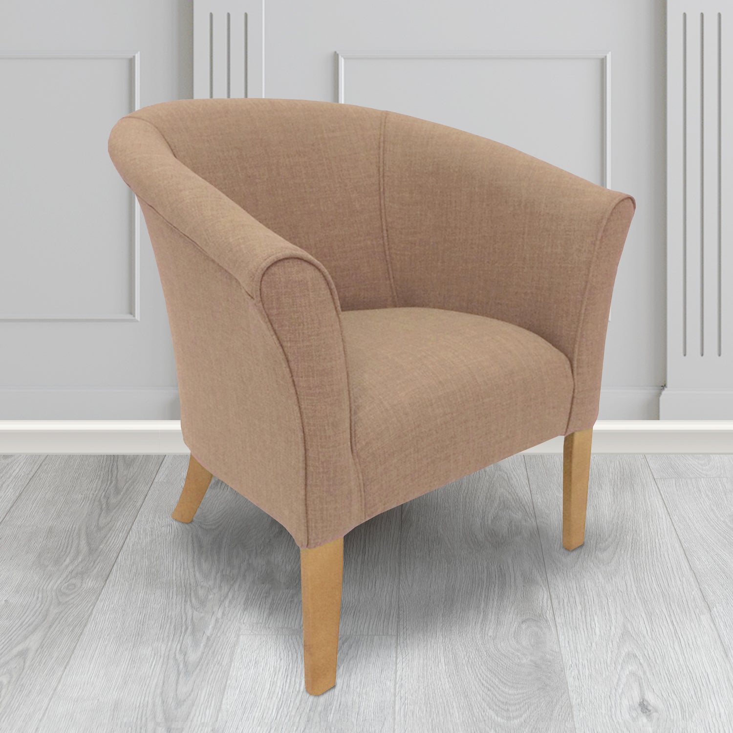 Quill Tub Chair in Linetta Sand Crib 5 Plain Fabric - Antimicrobial, Stain Resistant & Waterproof - The Tub Chair Shop