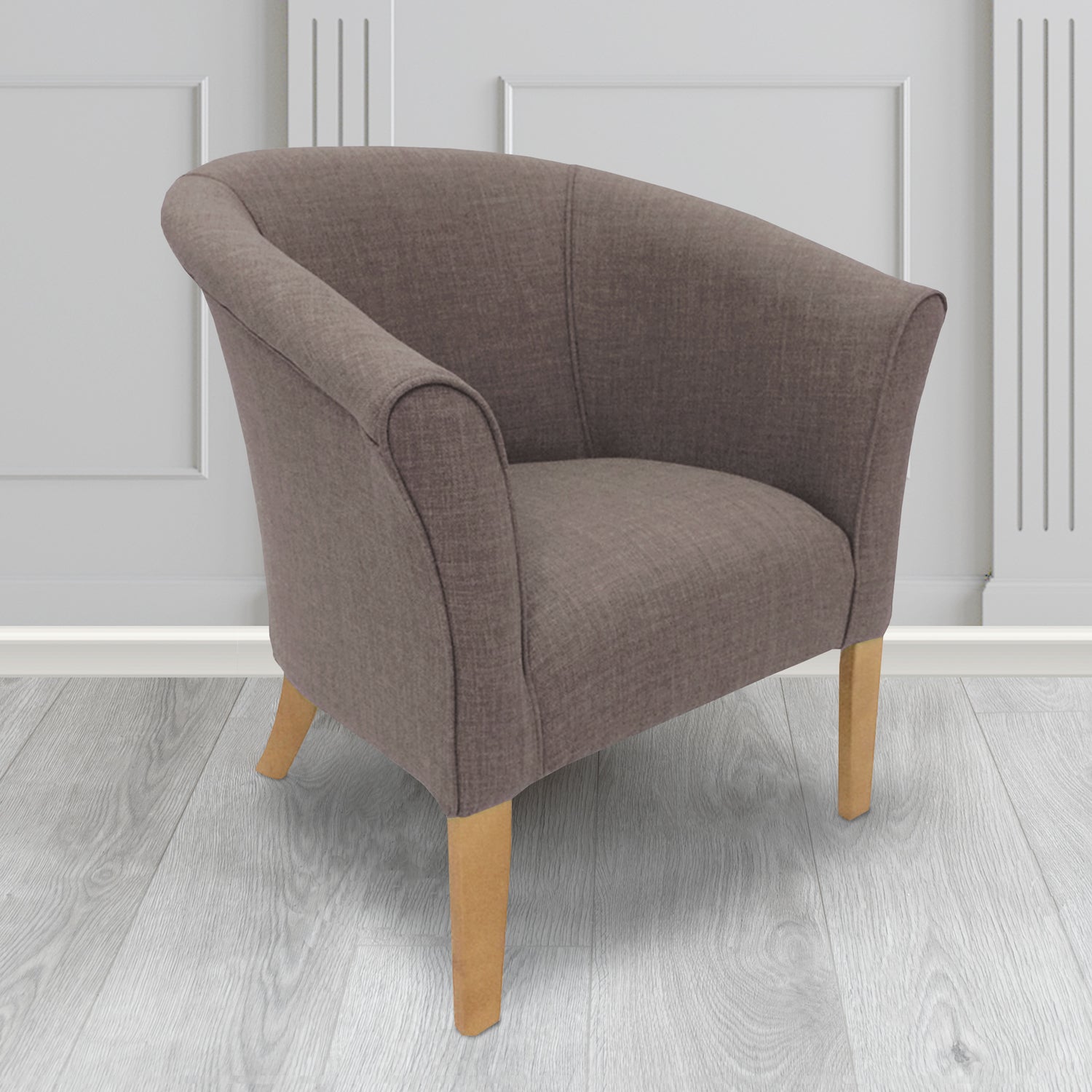 Quill Tub Chair in Linetta Steel Crib 5 Plain Fabric - Antimicrobial, Stain Resistant & Waterproof - The Tub Chair Shop