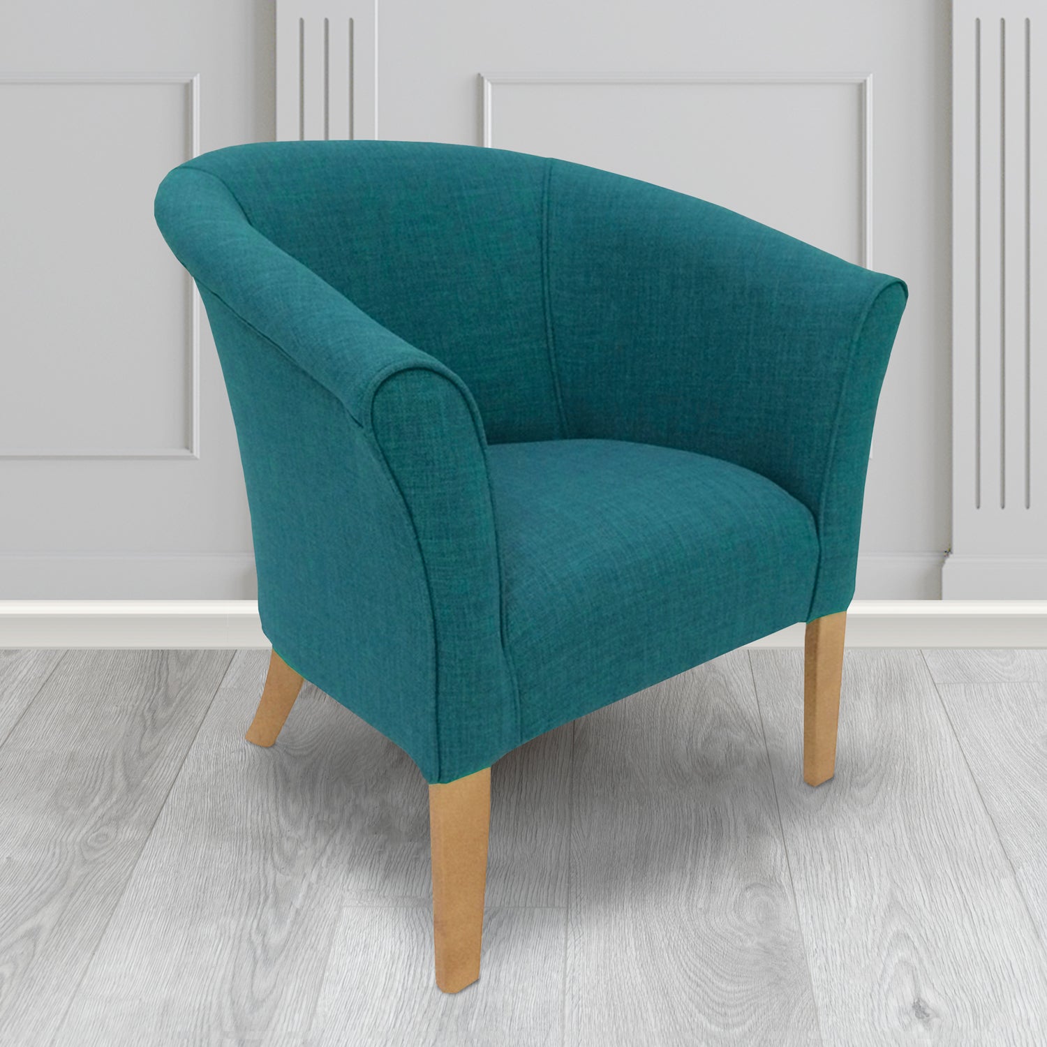 Quill Tub Chair in Linetta Teal Crib 5 Plain Fabric - Antimicrobial, Stain Resistant & Waterproof - The Tub Chair Shop