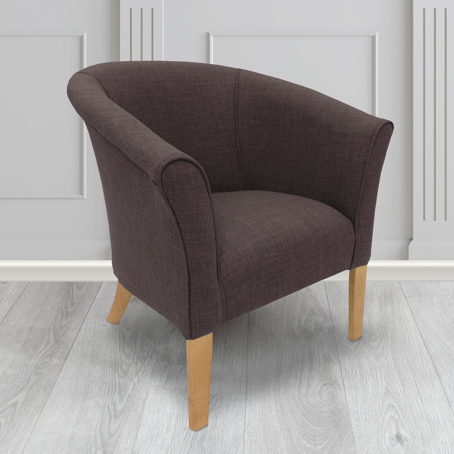 Quill Tub Chair in Linetta Truffle Crib 5 Plain Fabric - Antimicrobial, Stain Resistant & Waterproof - The Tub Chair Shop