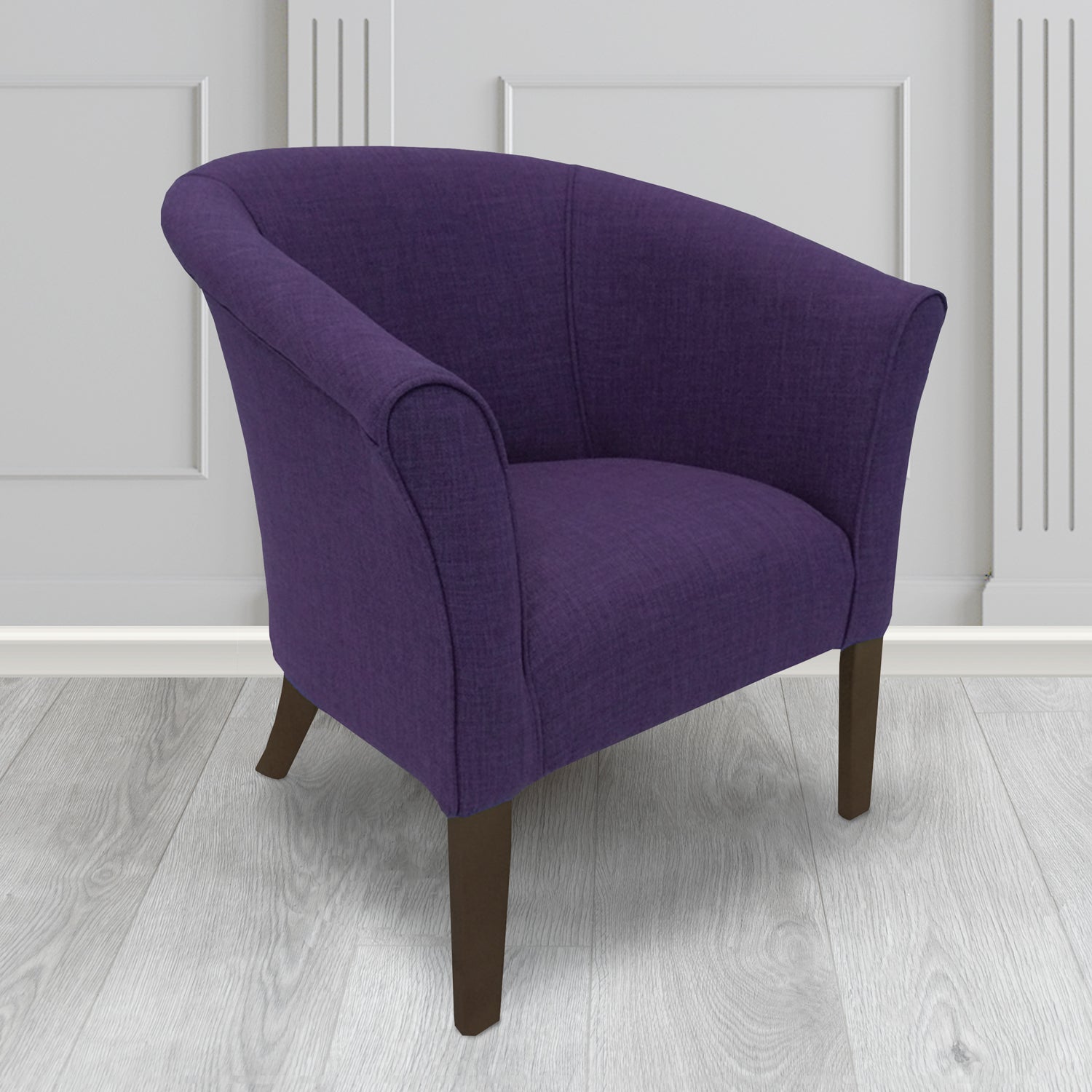 Quill Tub Chair in Linetta Violet Crib 5 Plain Fabric - Antimicrobial, Stain Resistant & Waterproof - The Tub Chair Shop