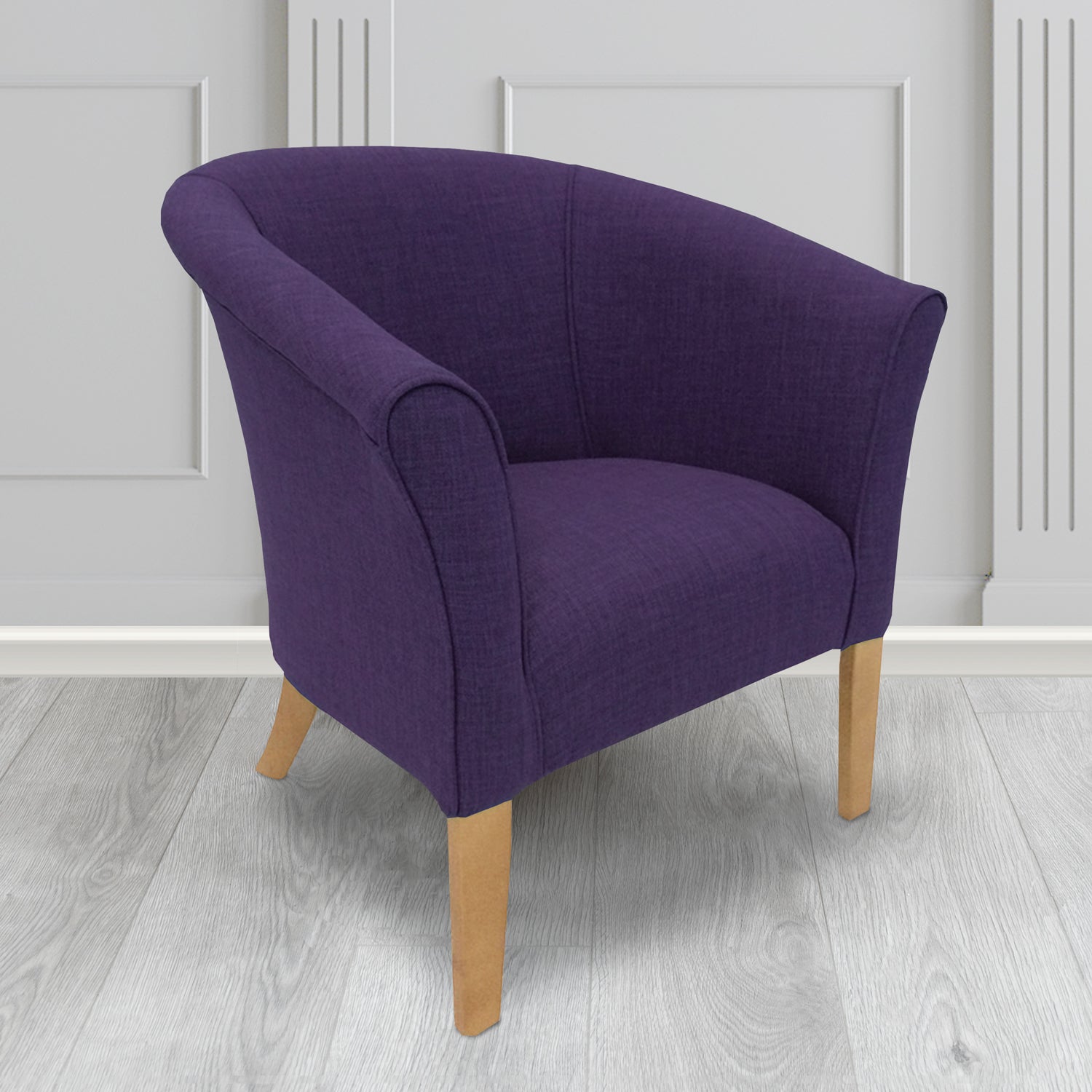 Quill Tub Chair in Linetta Violet Crib 5 Plain Fabric - Antimicrobial, Stain Resistant & Waterproof - The Tub Chair Shop