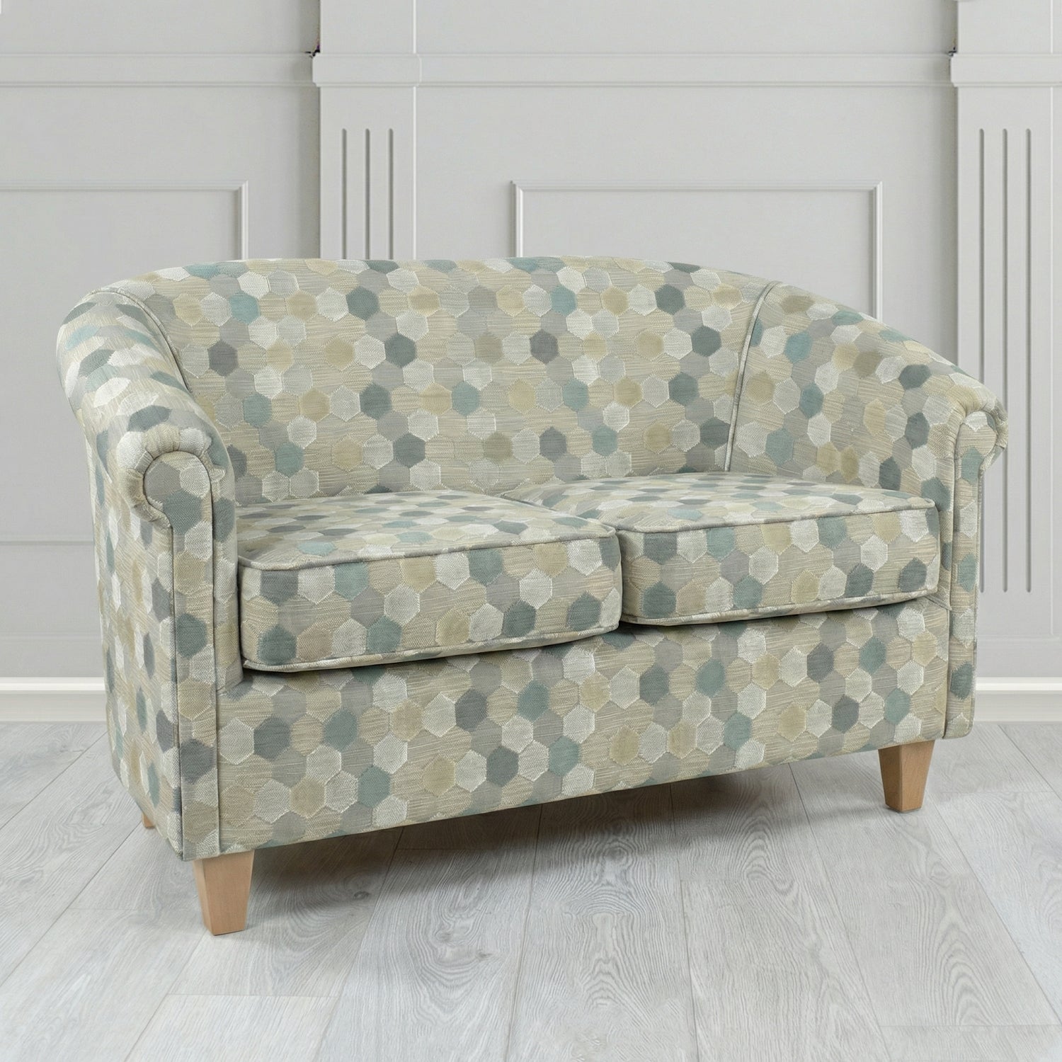 Siena 2 Seater Tub Sofa in Cristina Marrone Extravaganza Honeycomb Velvet Pattern Fabric